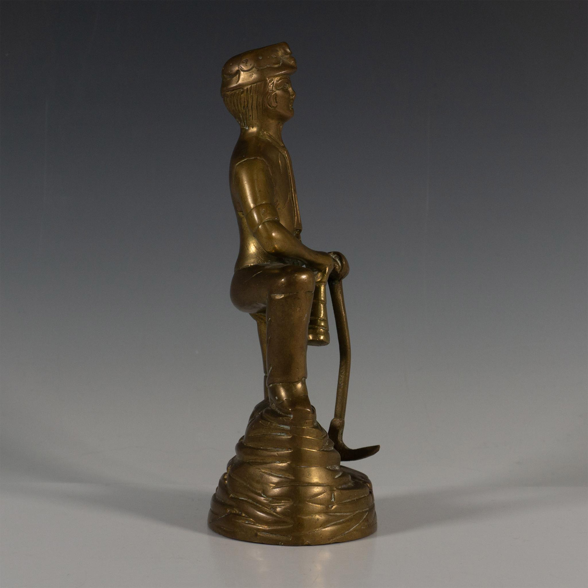 Vintage Solid Brass Decorative Statuette Coal Miner - Image 3 of 5