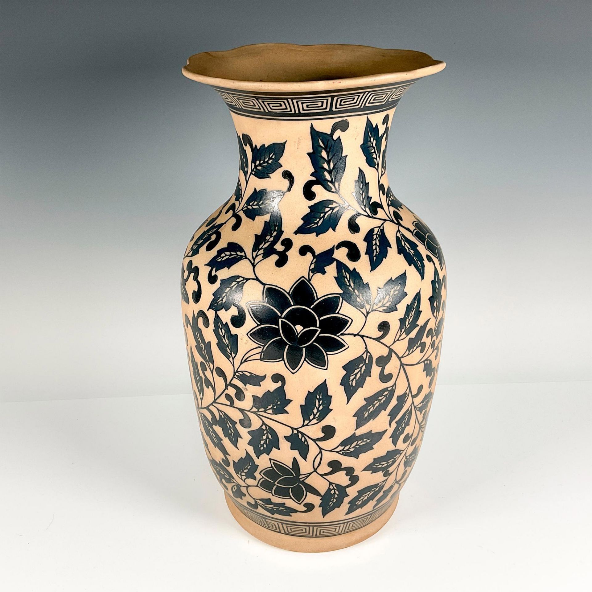 Ceramic Black Floral and Vine Vase - Image 2 of 4