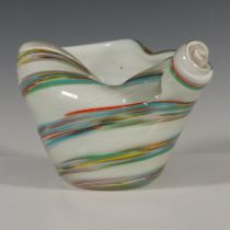 Vintage Hand Blown Curvilinear Glass Vase, Spiral Design