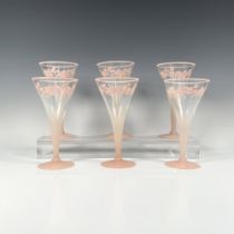 6pc Dorothy Thorpe Hand Painted Pink Frosted Flower Glasses