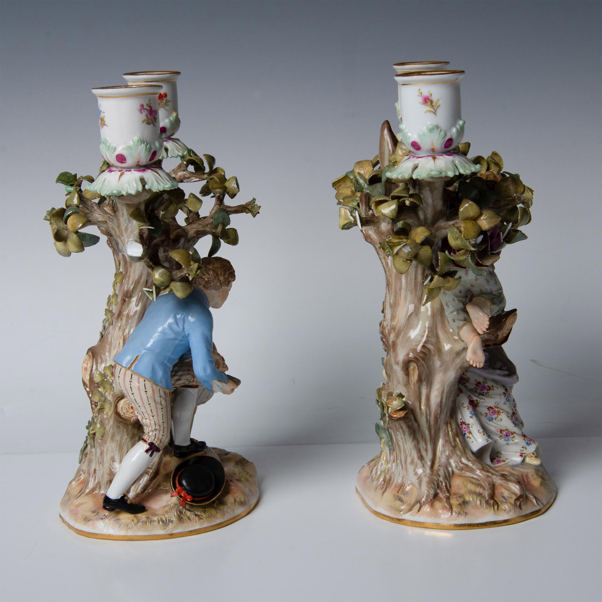 Pair of Meissen Porcelain Candle Holders, Egg Thieves - Image 4 of 9