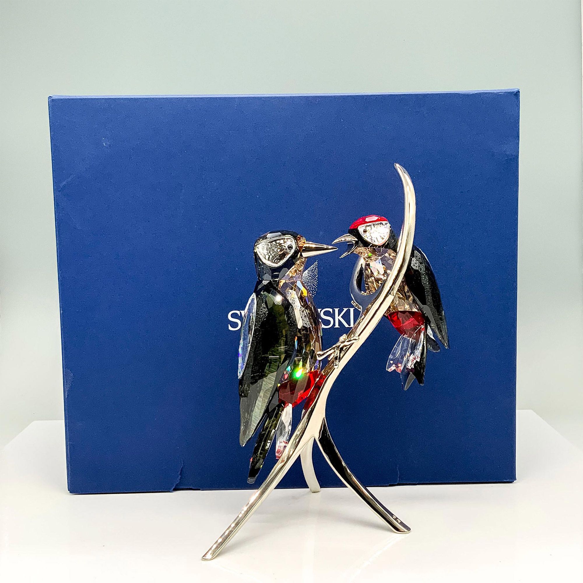 Signed Swarovski Crystal Figurine, Woodpeckers 957562 - Image 4 of 4
