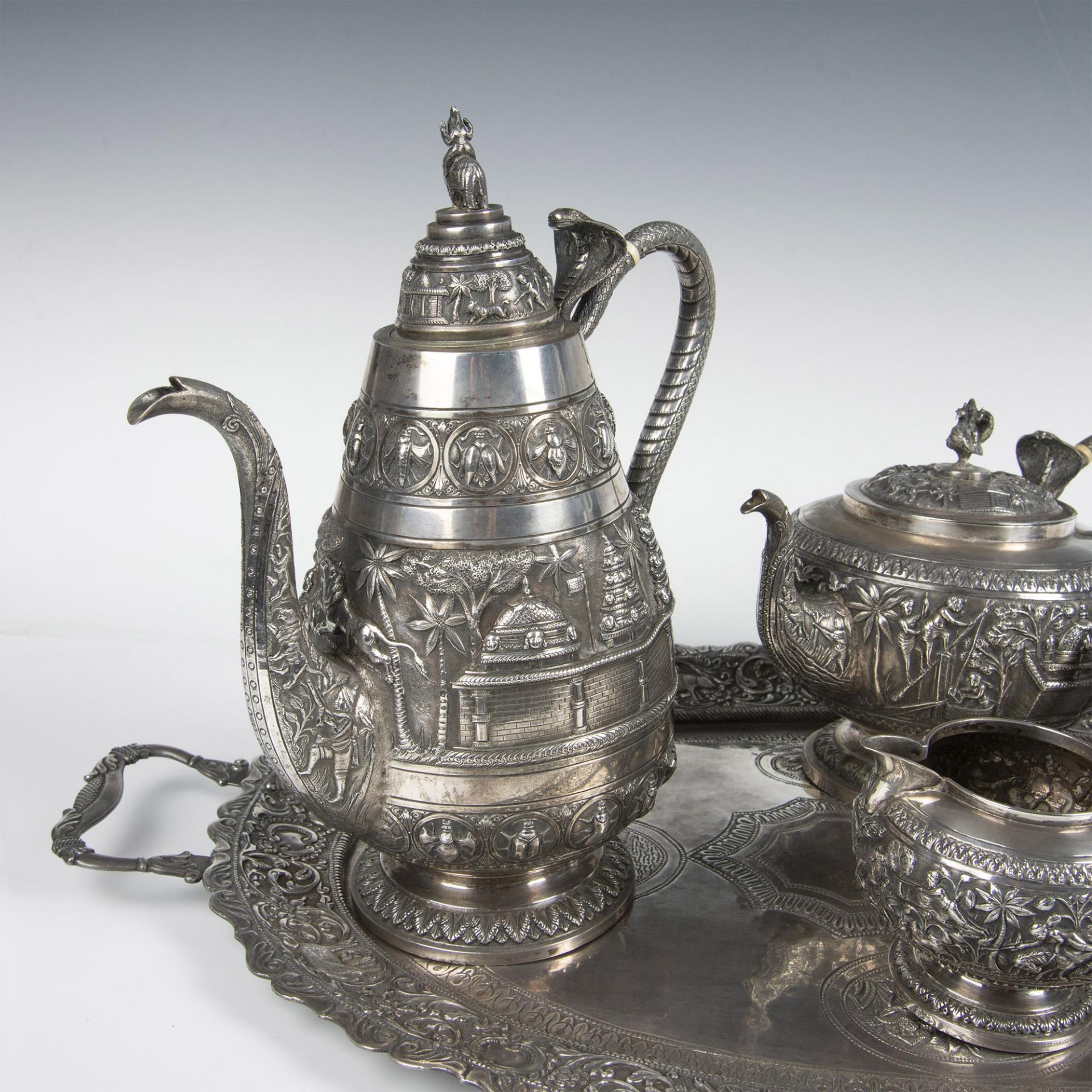 5pc Indian Silver Coffee and Tea Set - Bild 5 aus 10