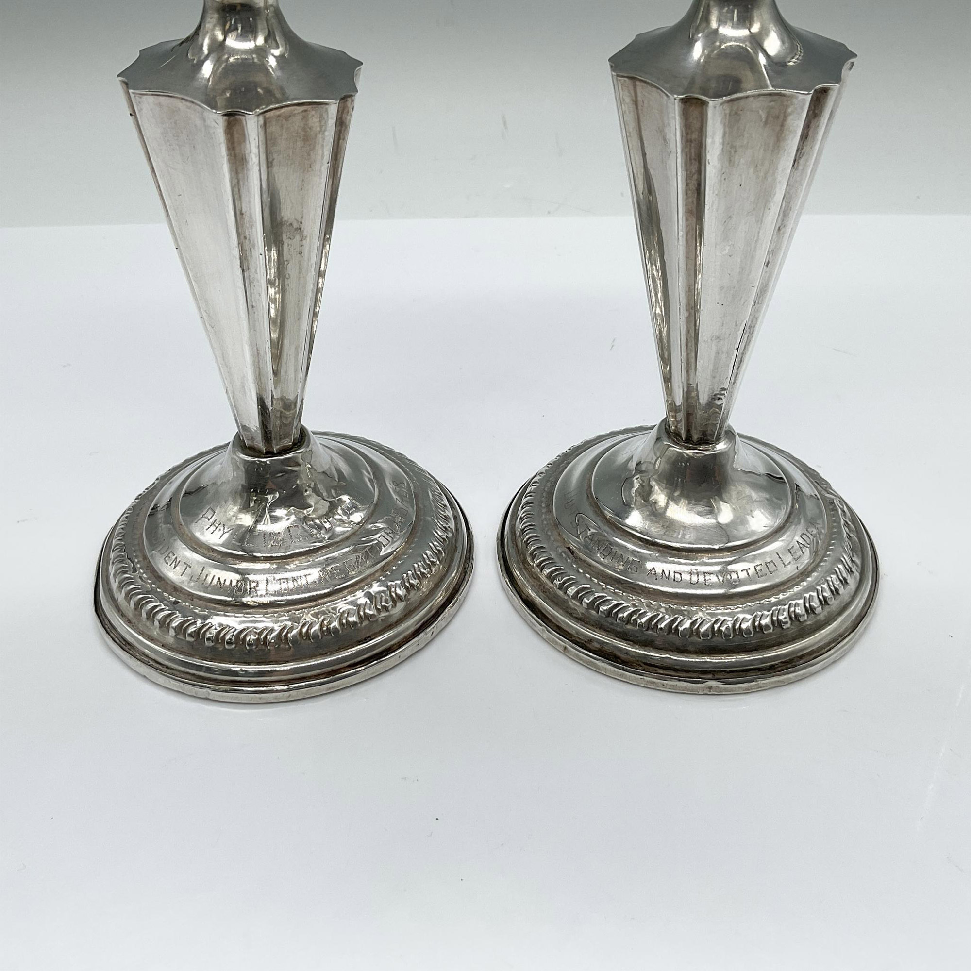 Pair of Arrowsmith Weighted Sterling Silver Candles Holders - Image 2 of 4