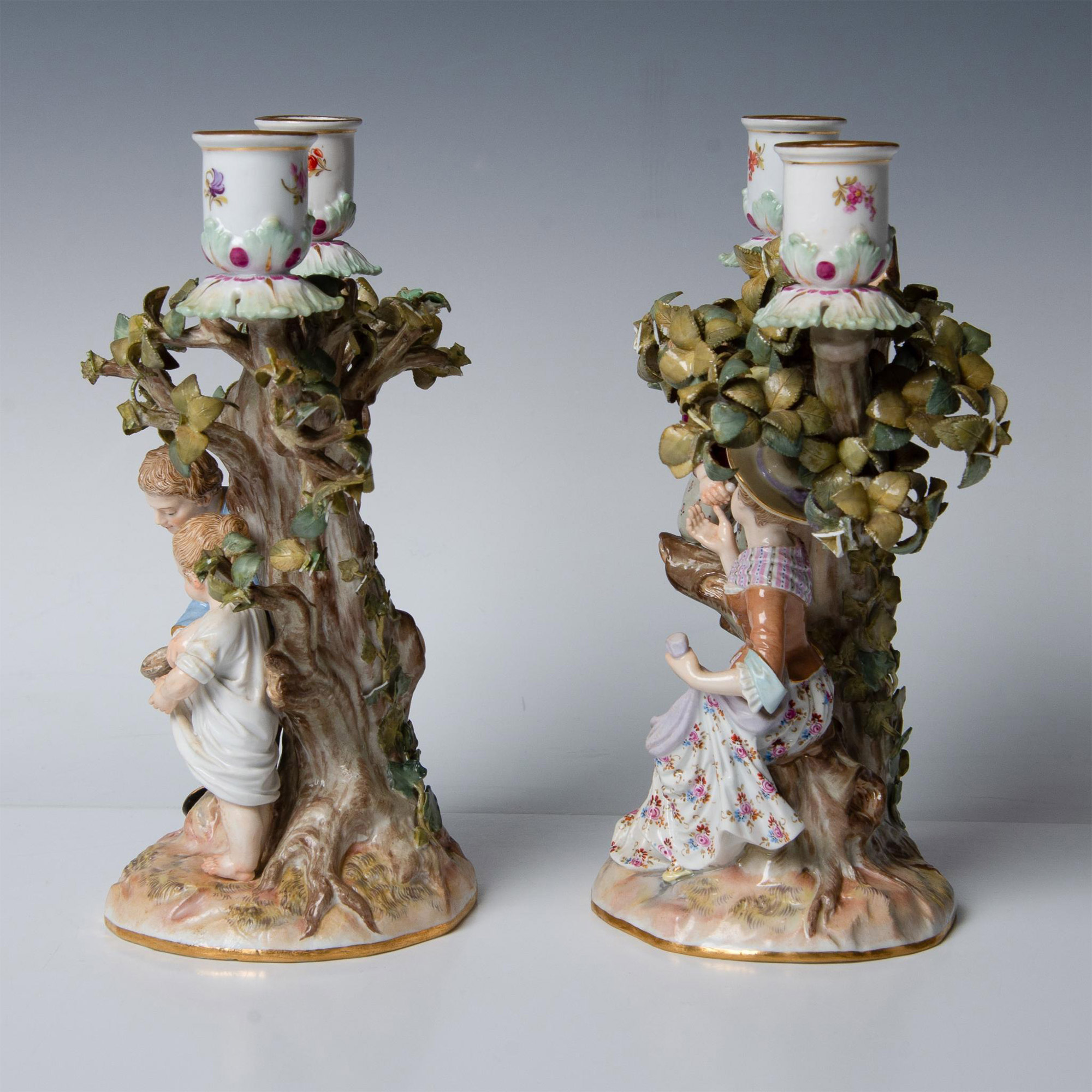 Pair of Meissen Porcelain Candle Holders, Egg Thieves - Image 2 of 9