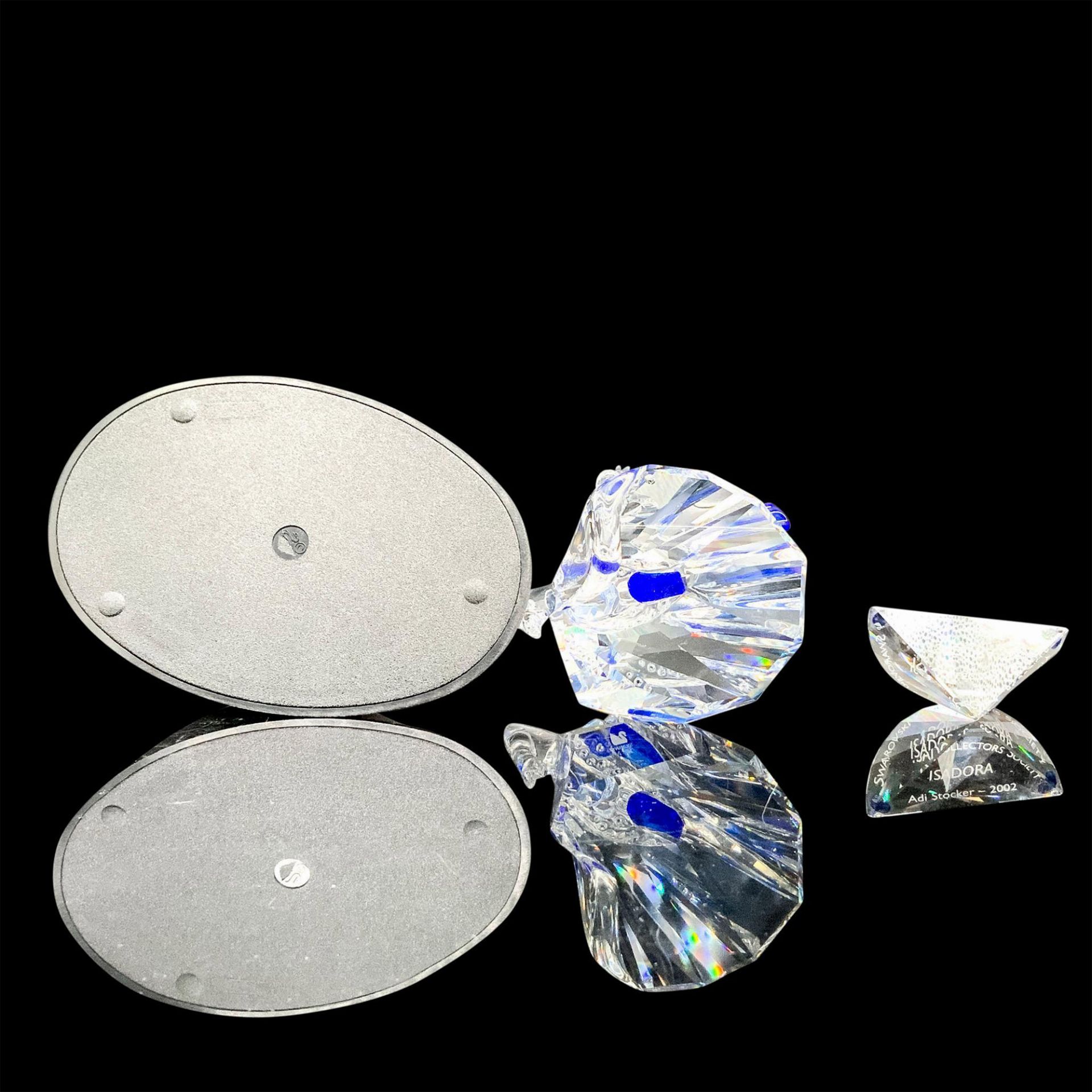 3pc Swarovski Crystal Figurine + Base, Plaque Set, Isadora - Image 4 of 5