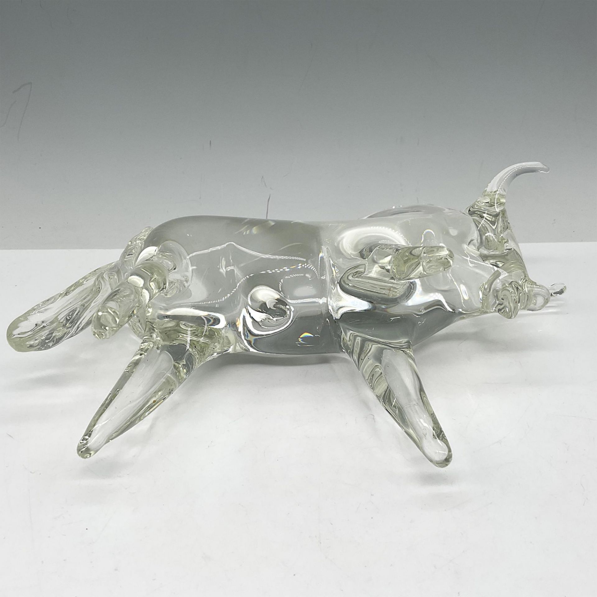 Vintage Art Glass Charging Bull Sculpture - Bild 3 aus 3