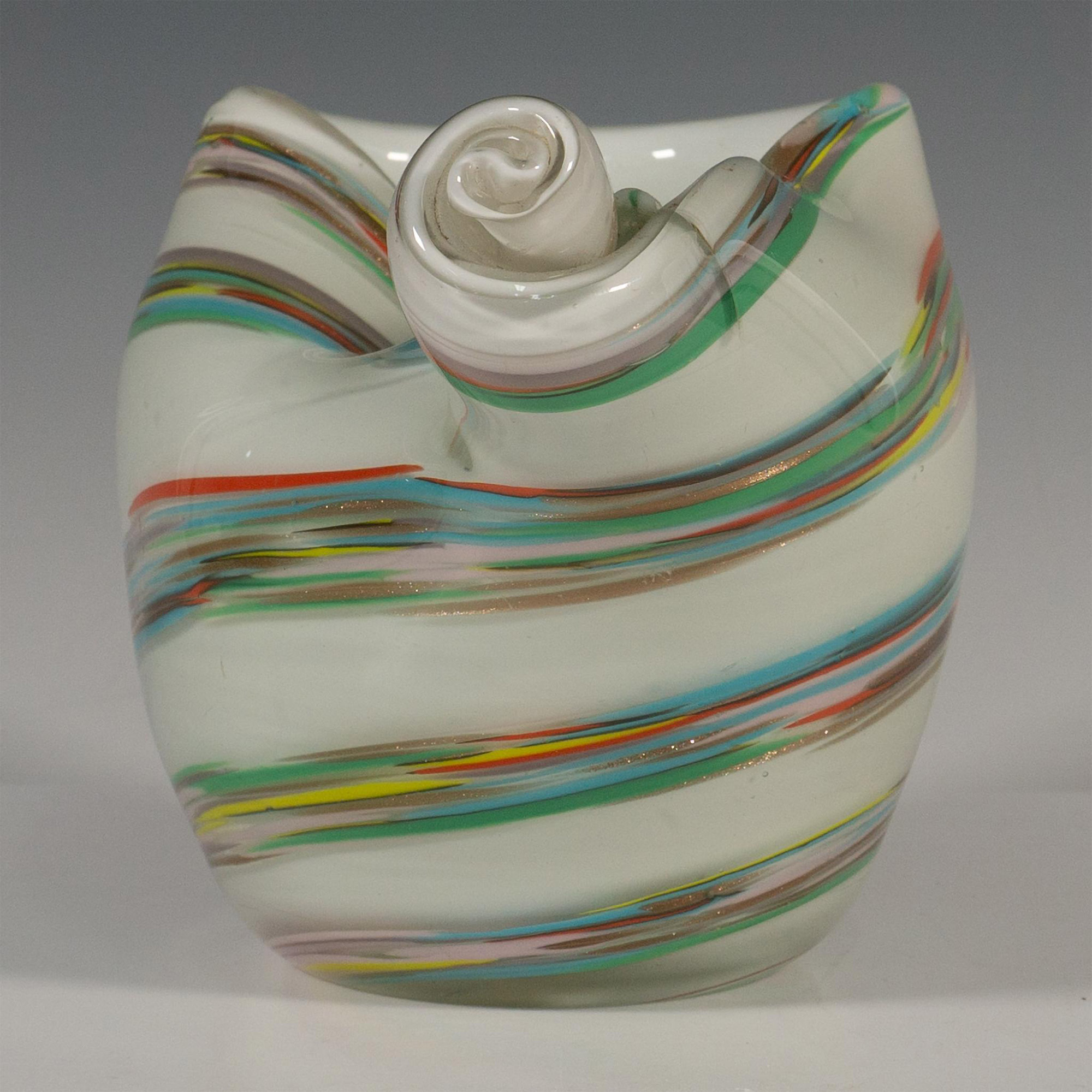 Vintage Hand Blown Curvilinear Glass Vase, Spiral Design - Image 2 of 4