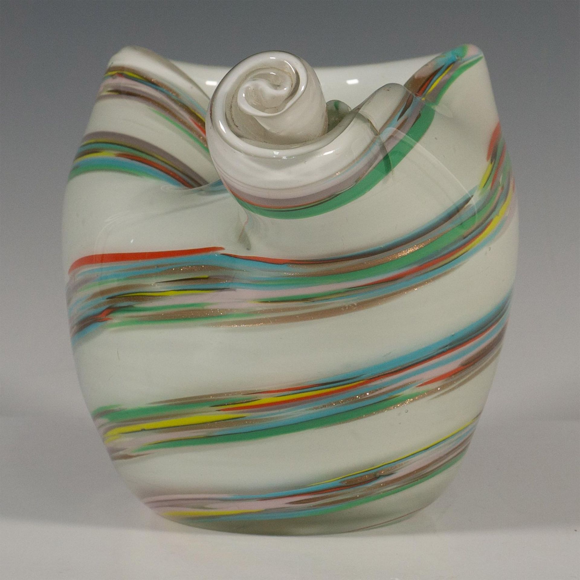 Vintage Hand Blown Curvilinear Glass Vase, Spiral Design - Image 2 of 4