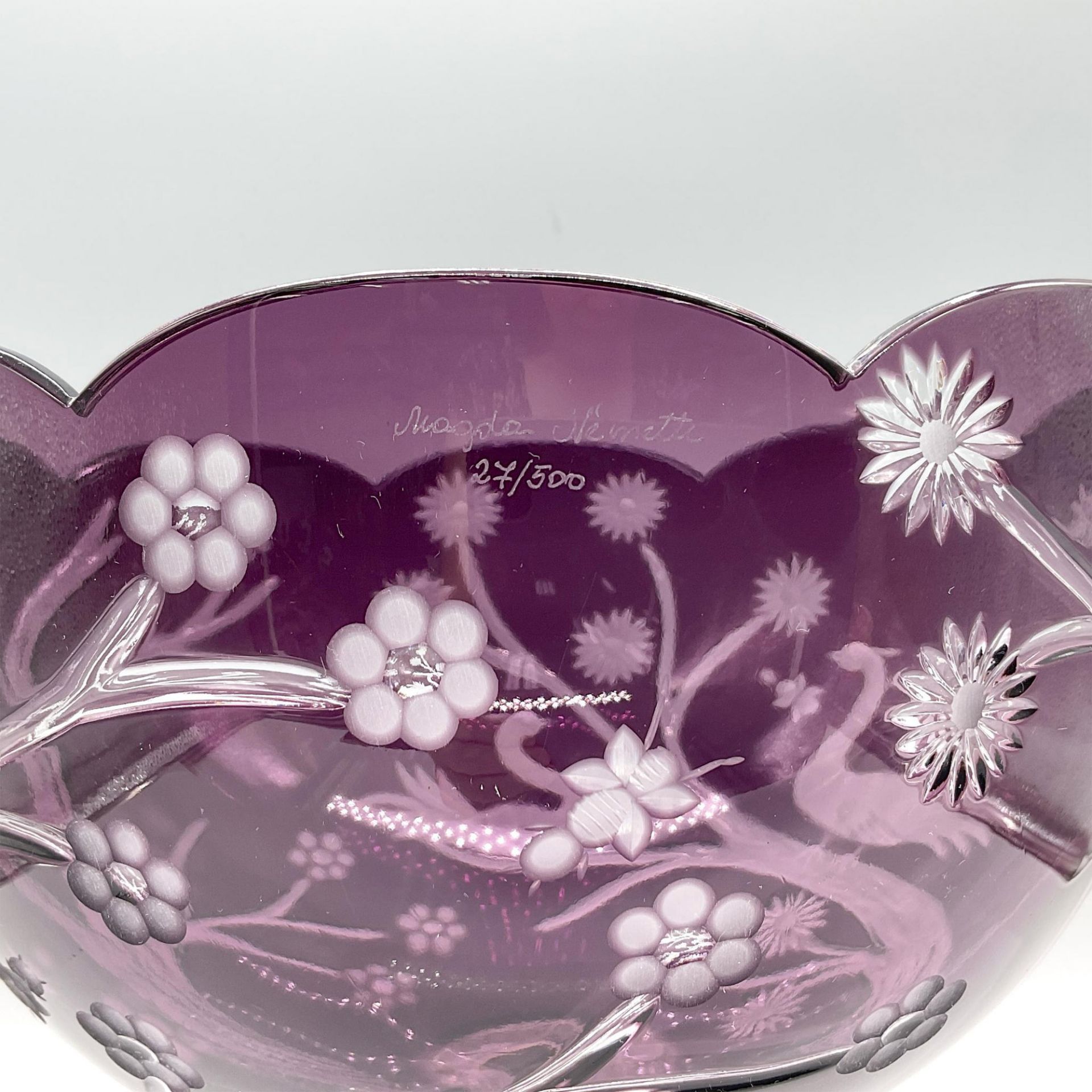 Magda Nemeth Amethyst Crystal Punch Bowl, Signed - Image 4 of 4