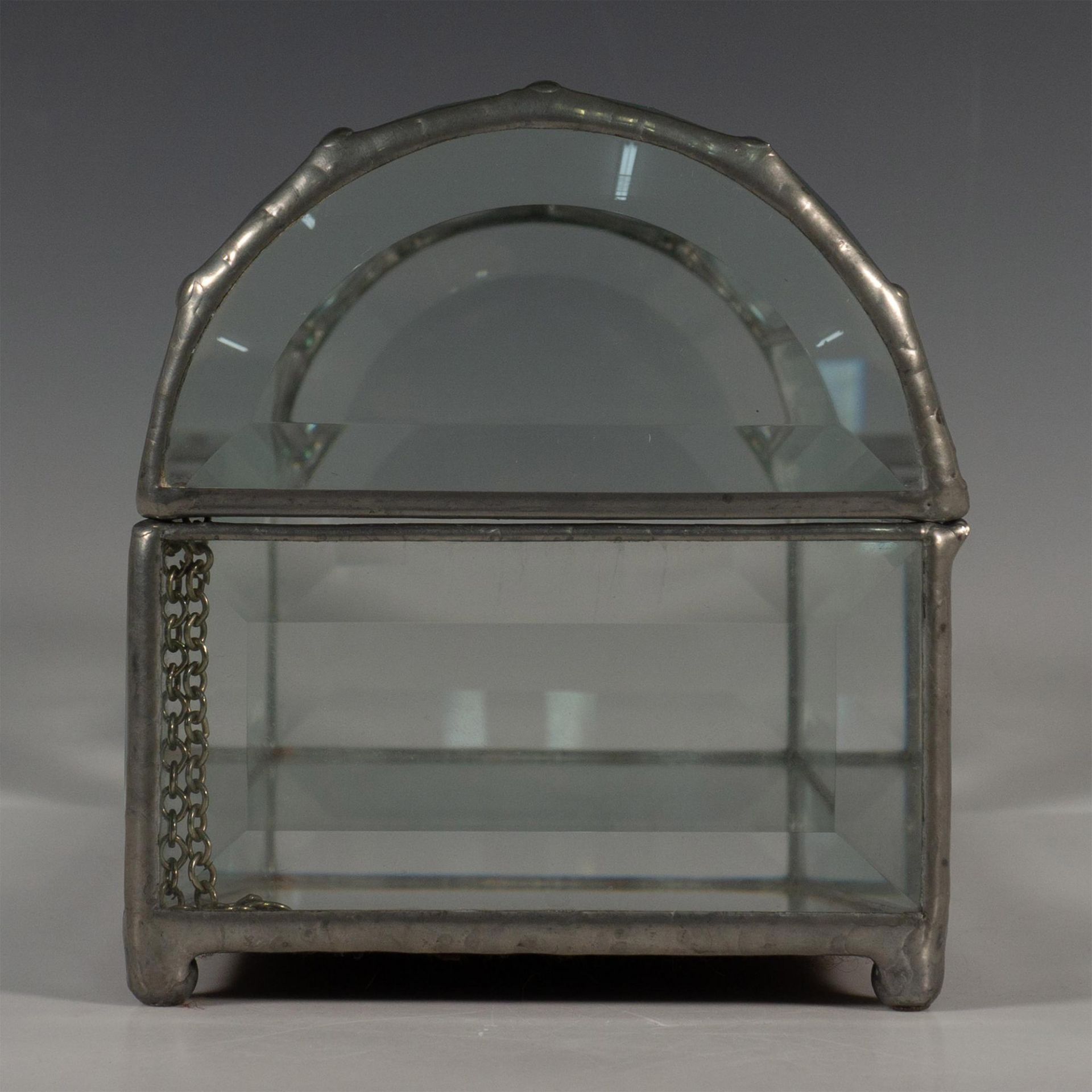 Vintage Clear Thick Leaded Glass & Mirror Trinket Box - Image 3 of 6