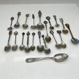 20pc Vintage Collectible Sterling + Silver Souvenir Spoons