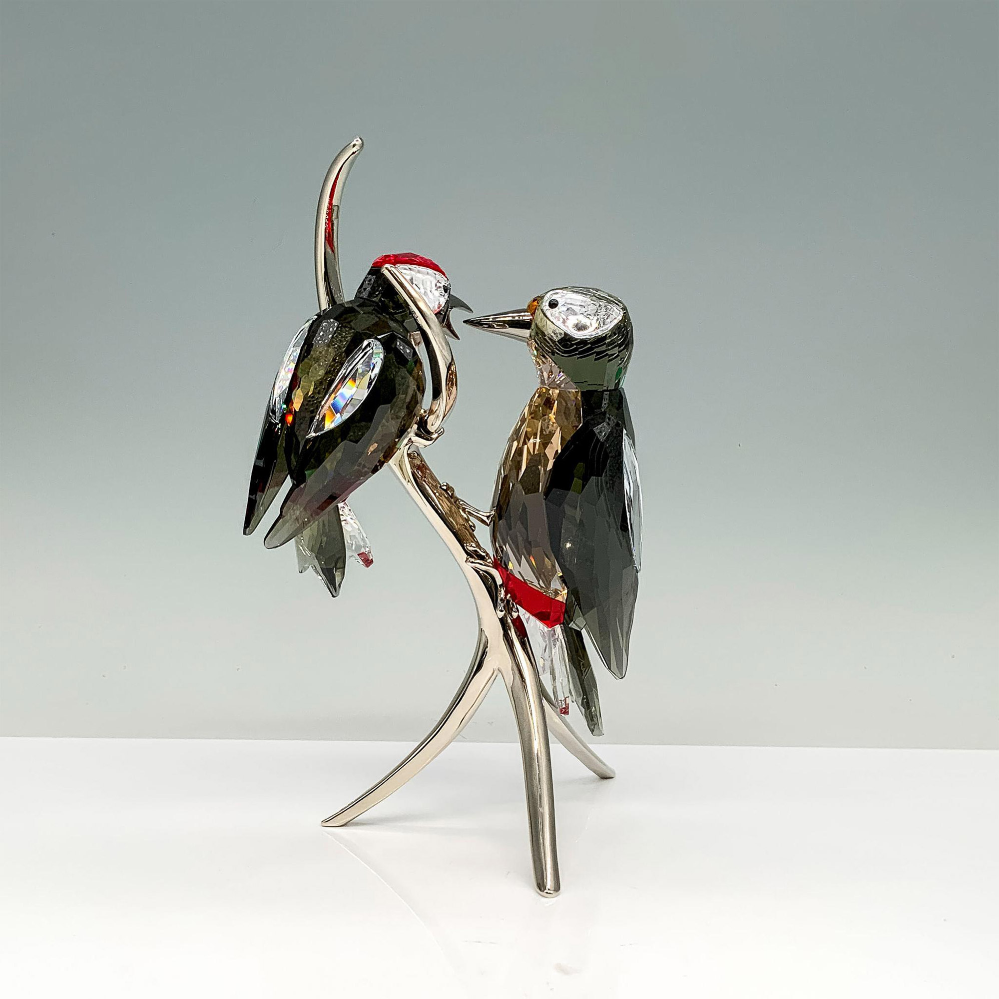 Signed Swarovski Crystal Figurine, Woodpeckers 957562 - Image 2 of 4