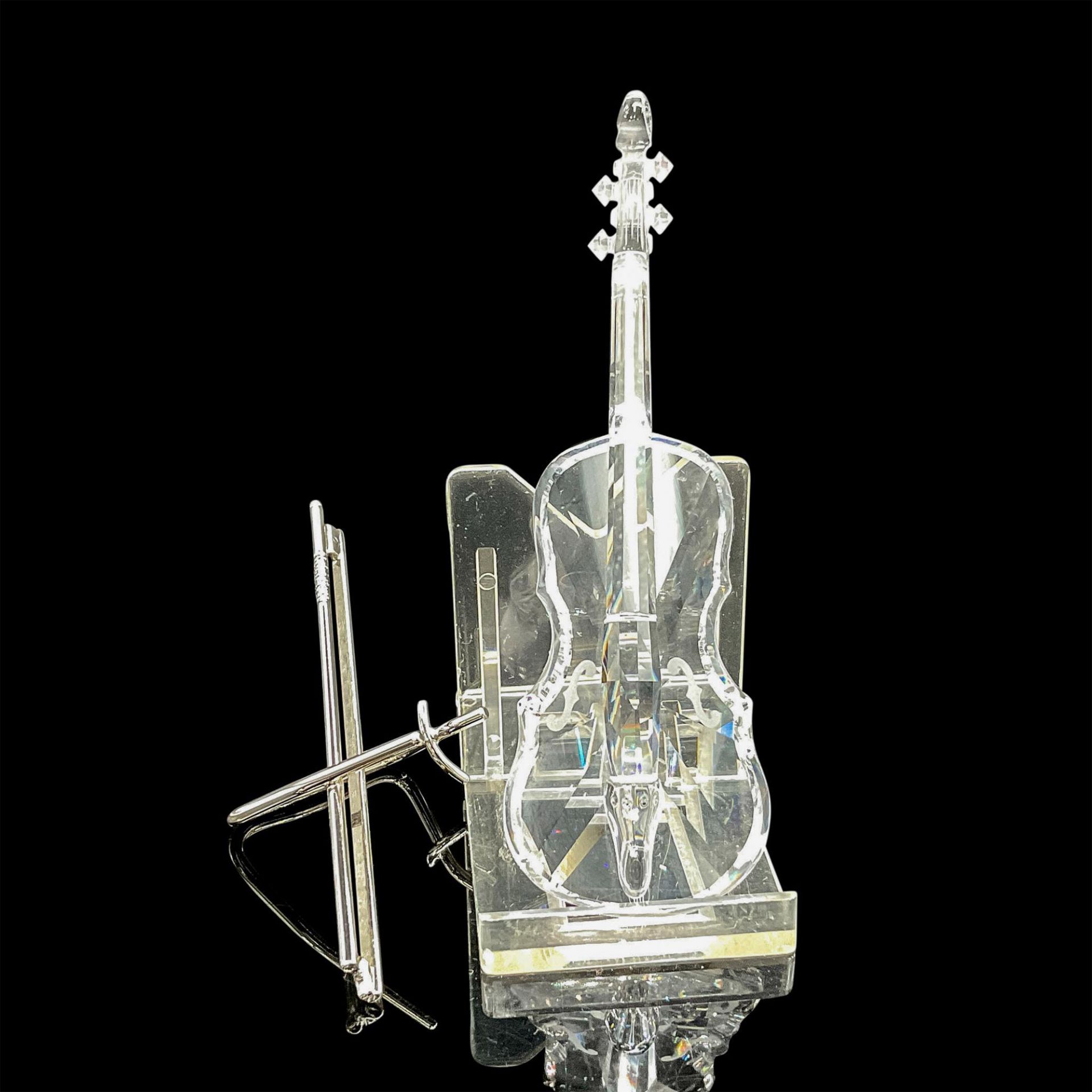 Swarovski Crystal Figure, Violin with Chrome Bow Stand