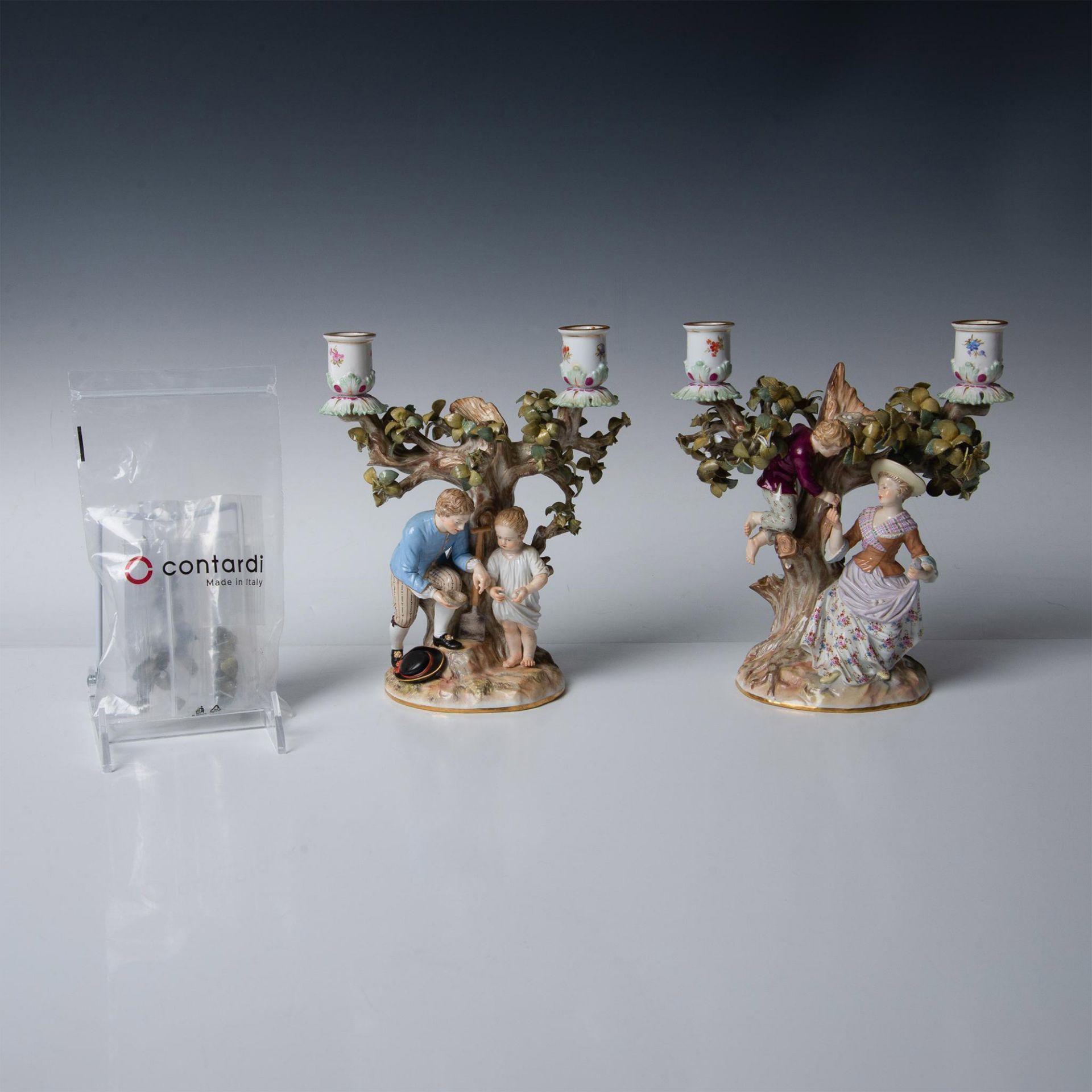 Pair of Meissen Porcelain Candle Holders, Egg Thieves - Image 9 of 9