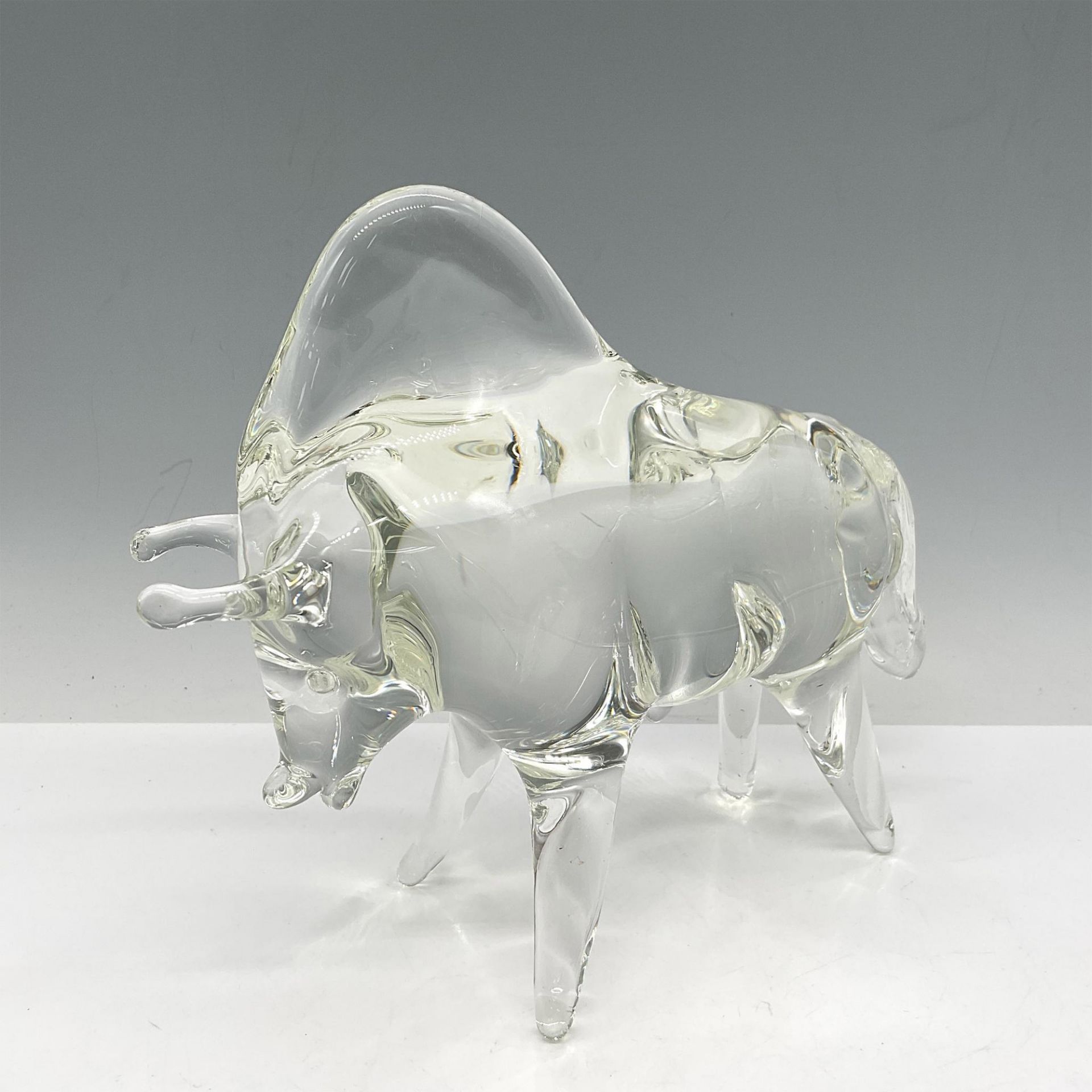 Vintage Art Glass Charging Bull Sculpture - Bild 2 aus 3