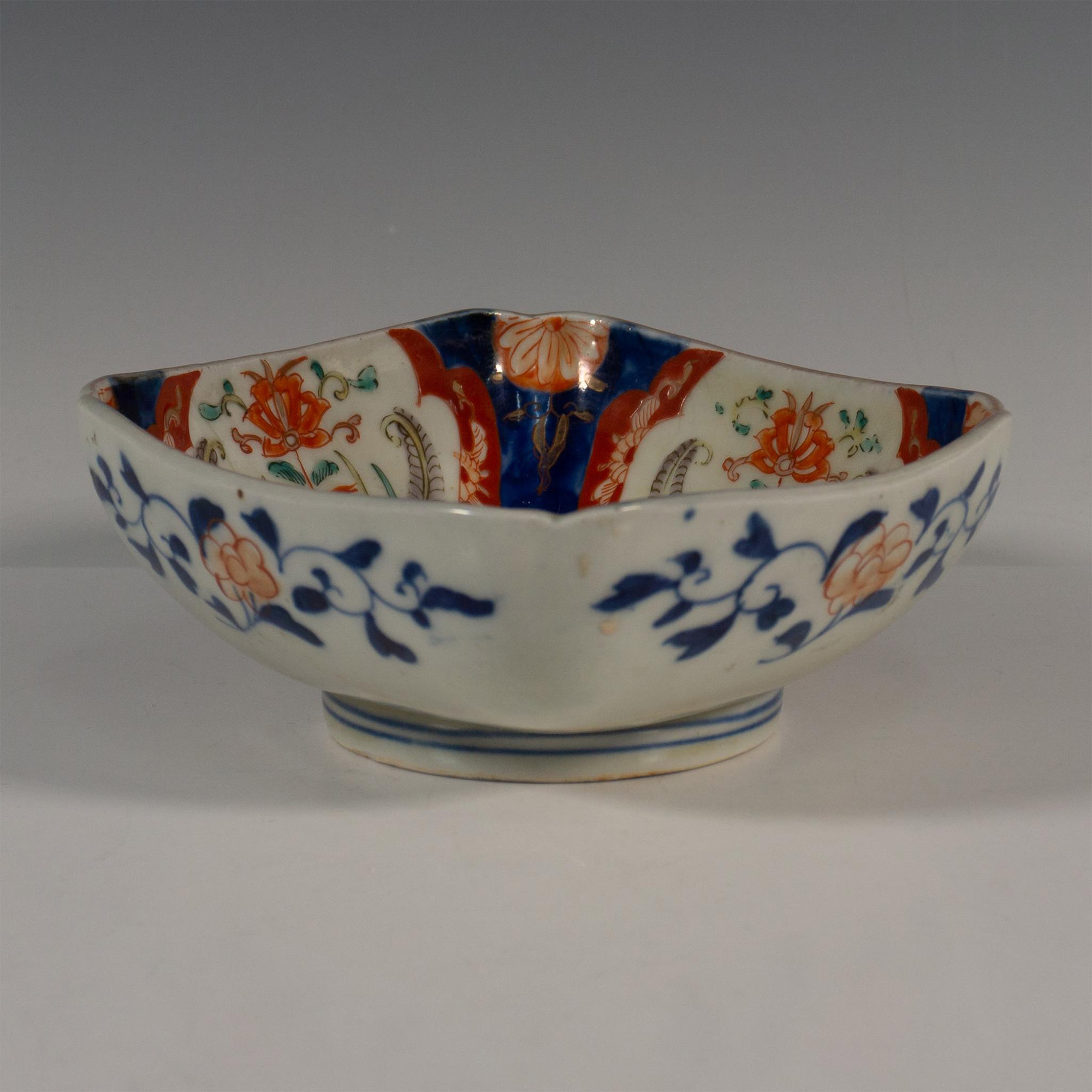 Oriental Hand-Painted Porcelain Dish Dragons & Flora Designs - Image 2 of 4