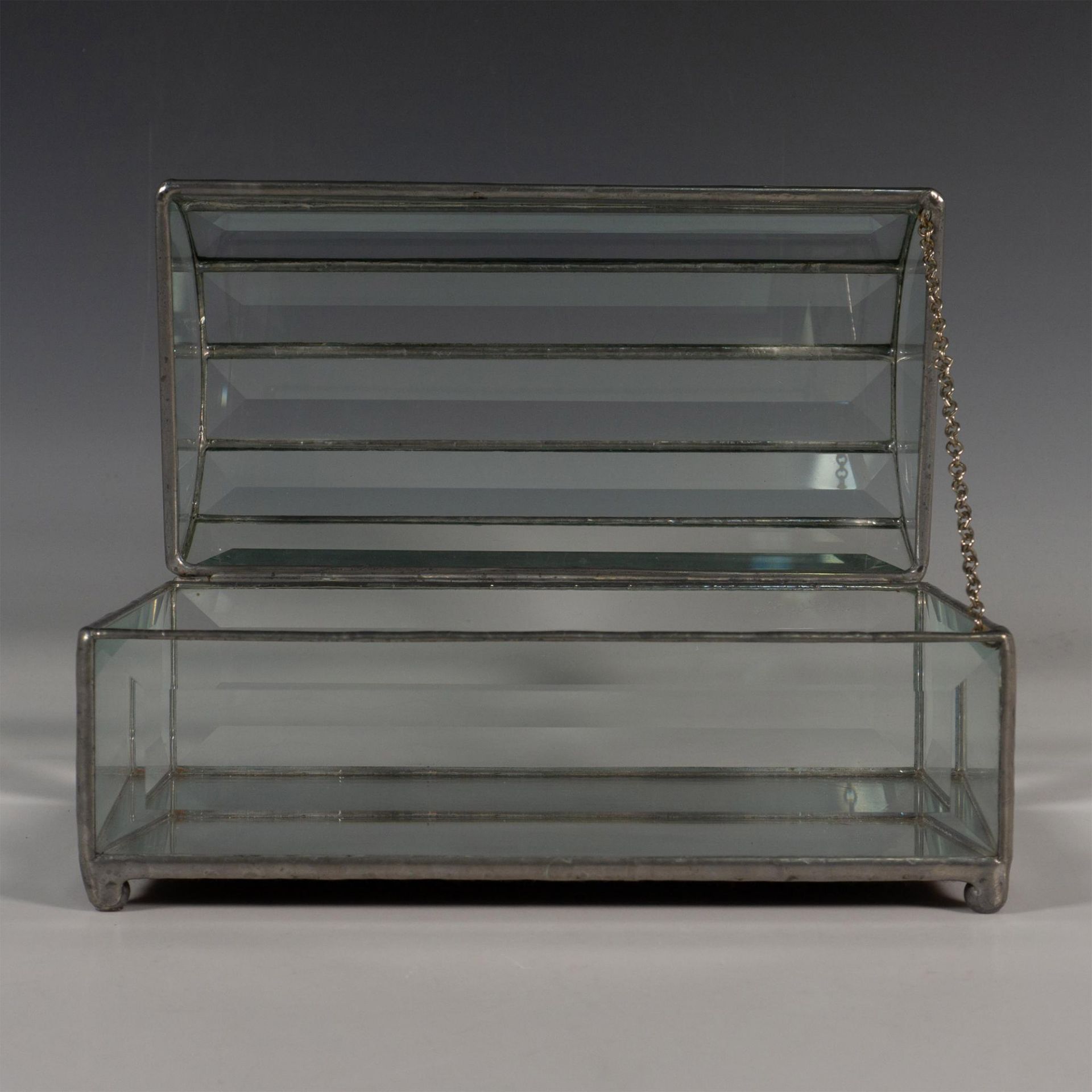 Vintage Clear Thick Leaded Glass & Mirror Trinket Box - Bild 2 aus 6
