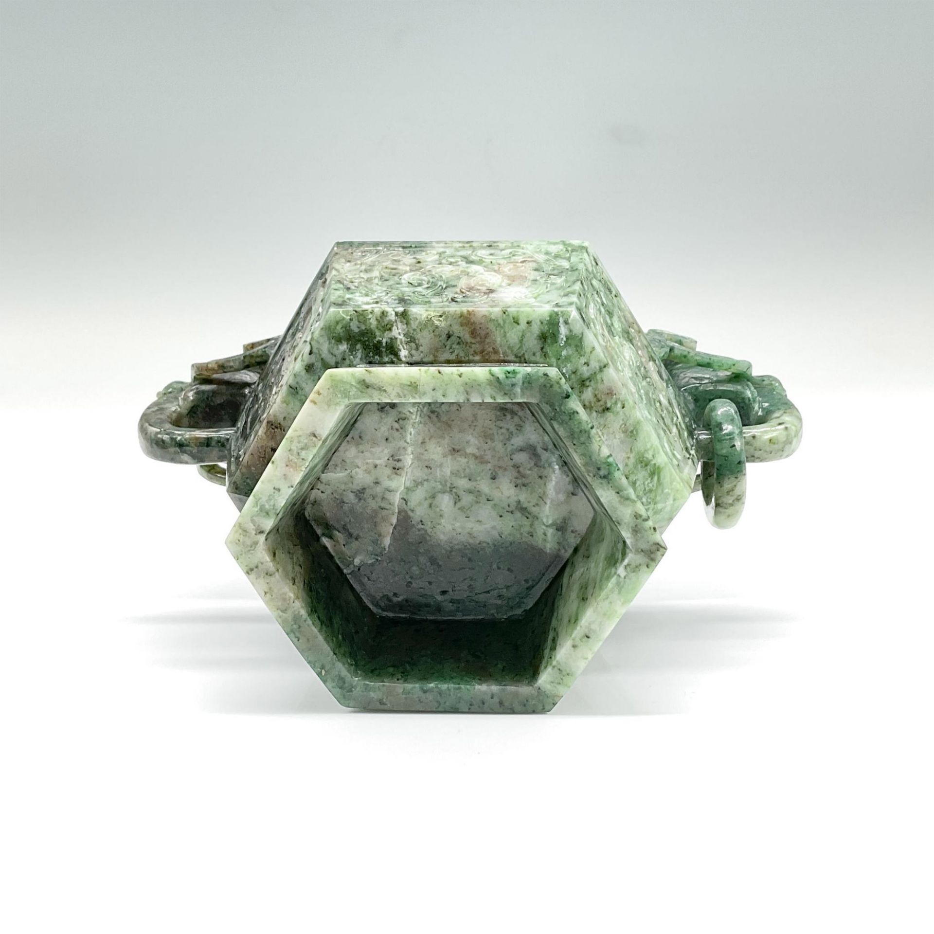 Chinese Green Jadeite Covered Censer, Foo Dogs - Bild 5 aus 5