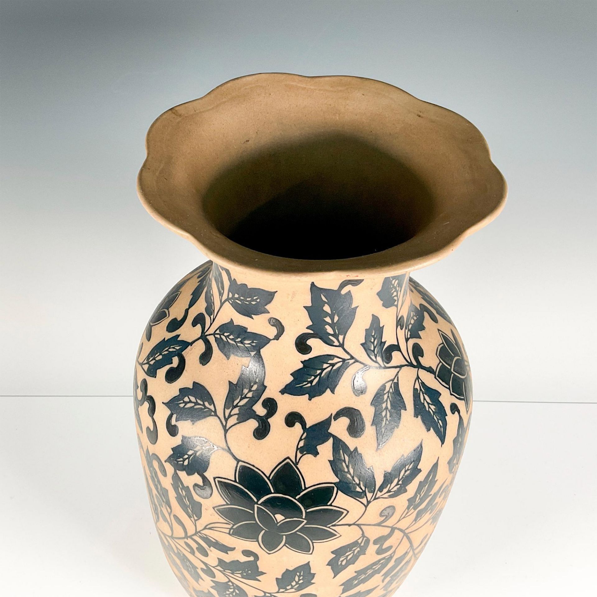 Ceramic Black Floral and Vine Vase - Image 3 of 4