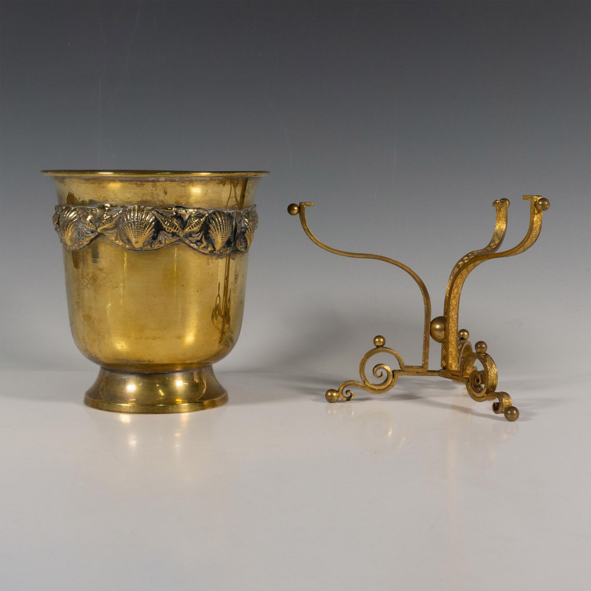 Decorative Brass Bowl with Marine Designs & Candle Holder