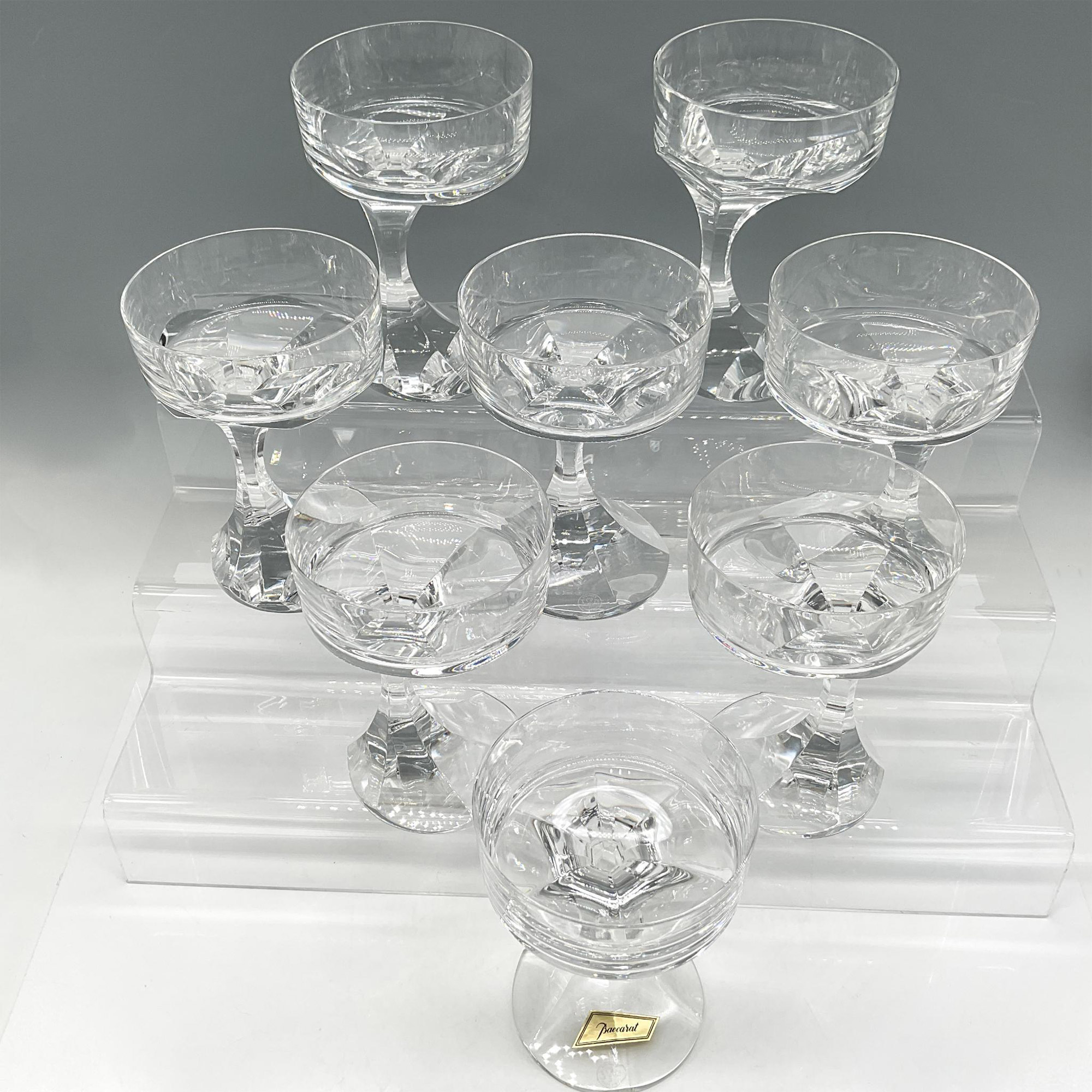 8pc Baccarat Crystal Champagne Coupes, Narcisse - Image 2 of 4