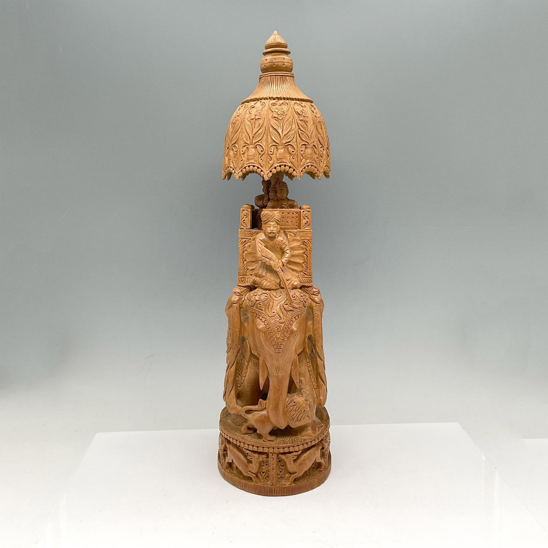 Wooden Carved Ambabari Elephant Statue
