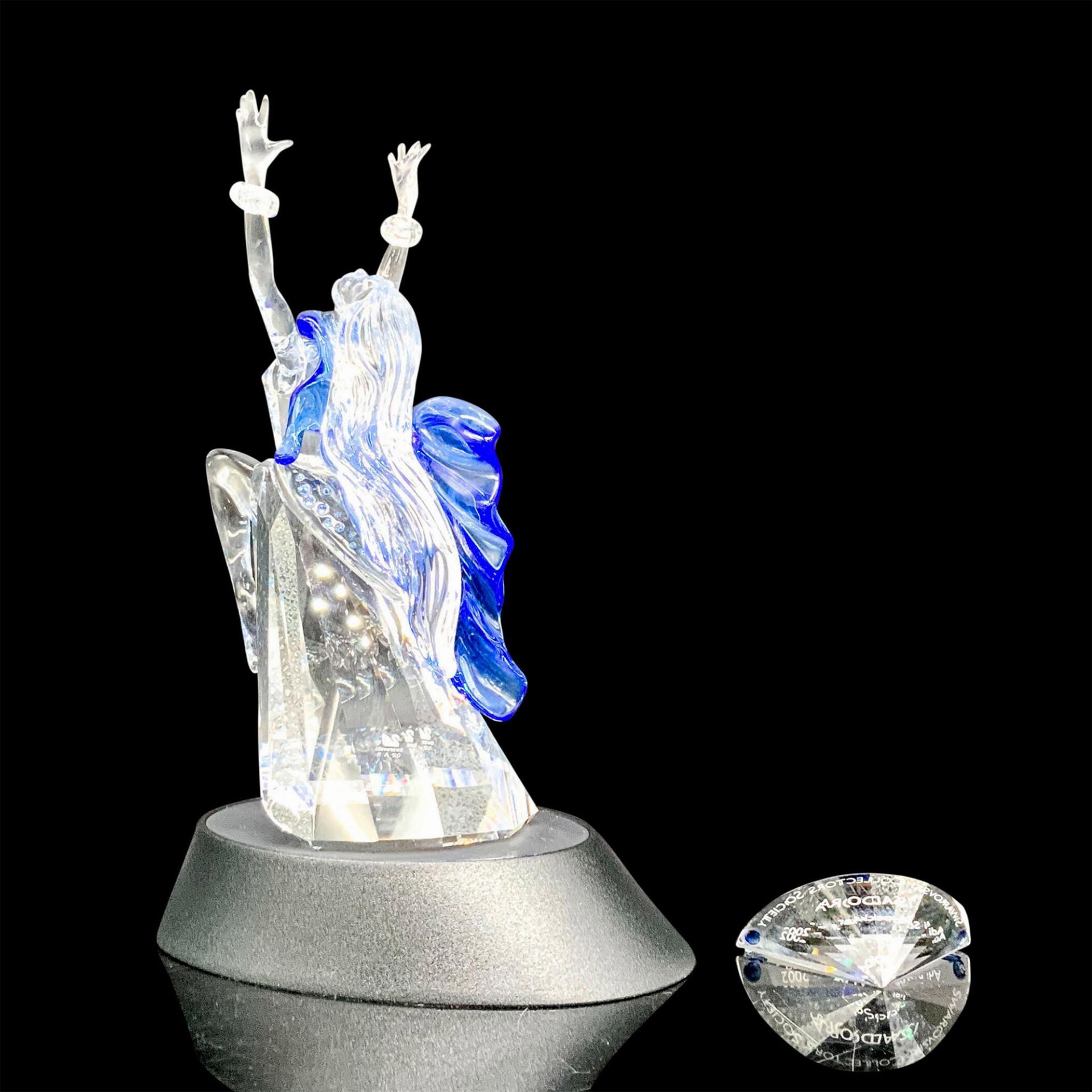 3pc Swarovski Crystal Figurine + Base, Plaque Set, Isadora - Image 2 of 5