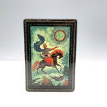 Russian Folk Lacquer Box, Warrior on Horseback