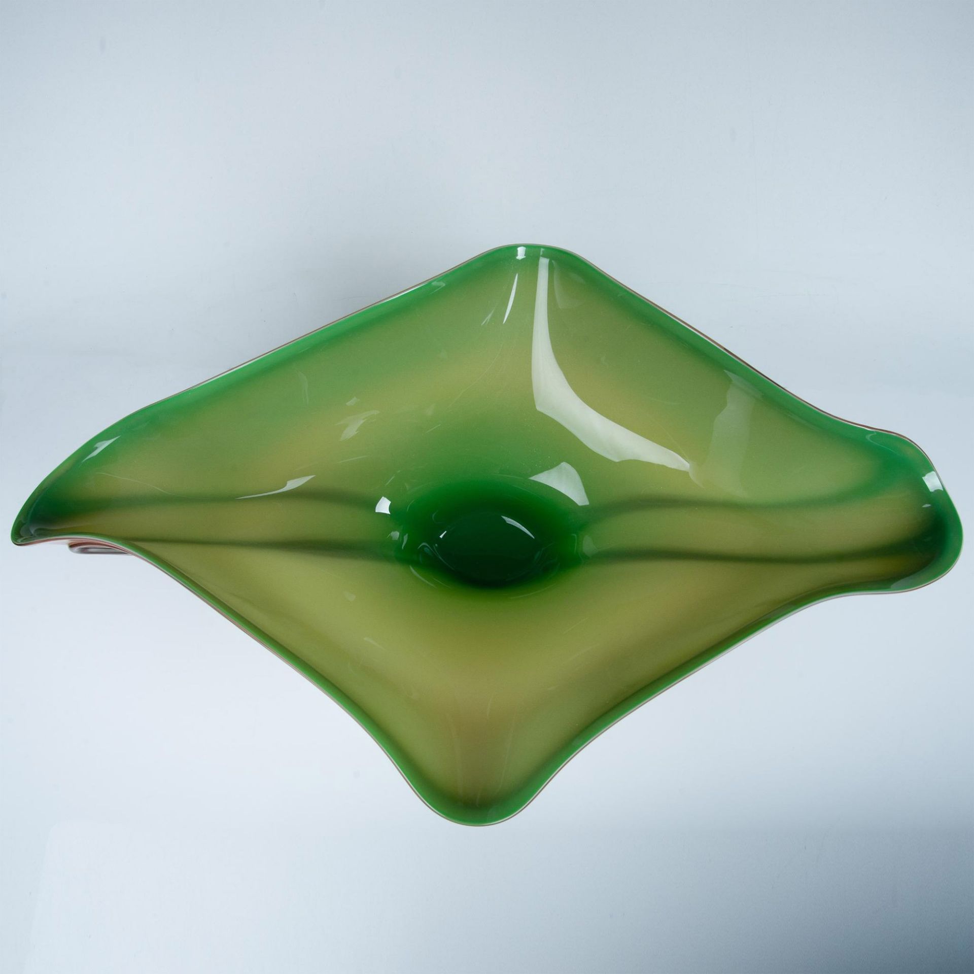 Ed Branson Art Glass Tropical Bowl, Melon, Signed - Bild 3 aus 6