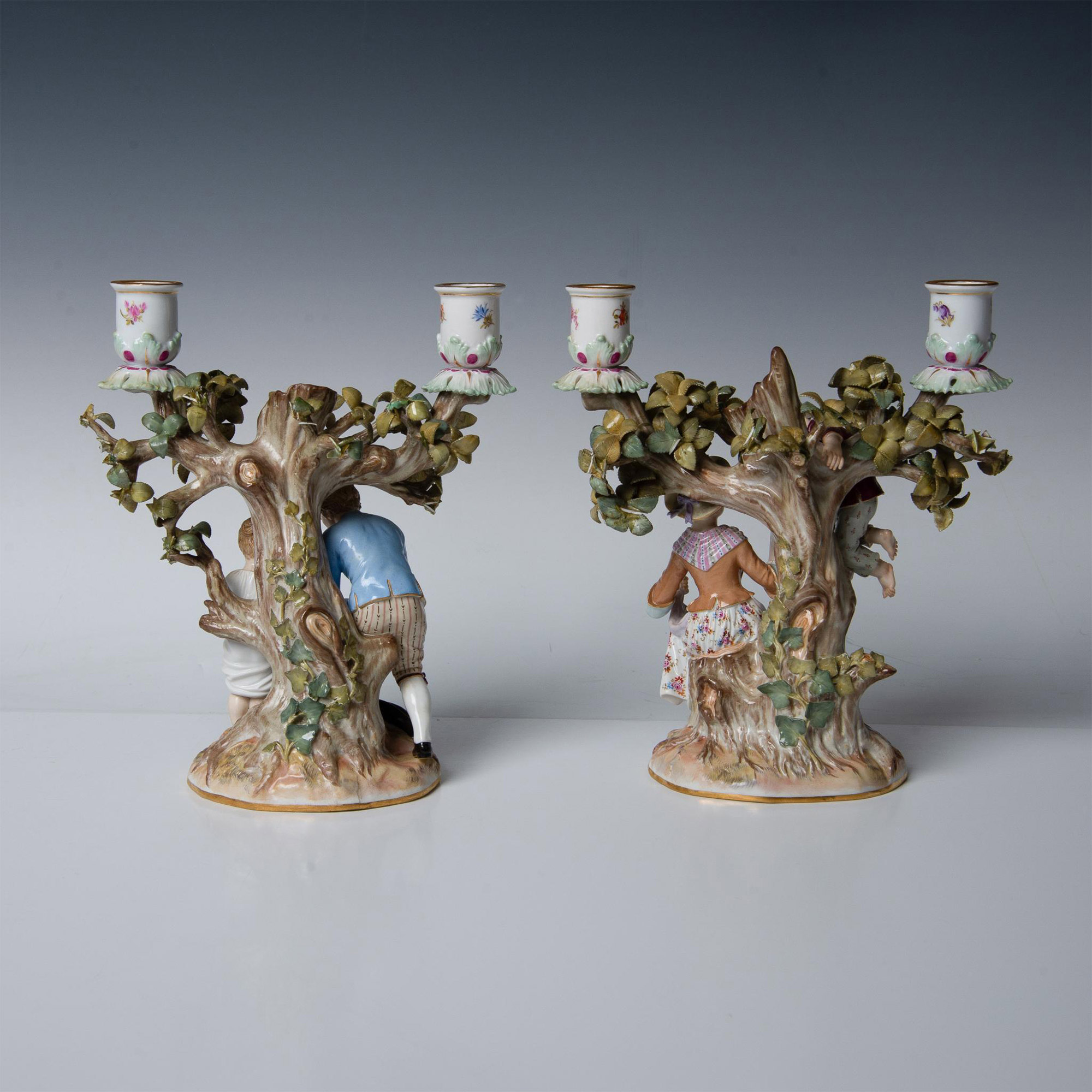 Pair of Meissen Porcelain Candle Holders, Egg Thieves - Image 3 of 9