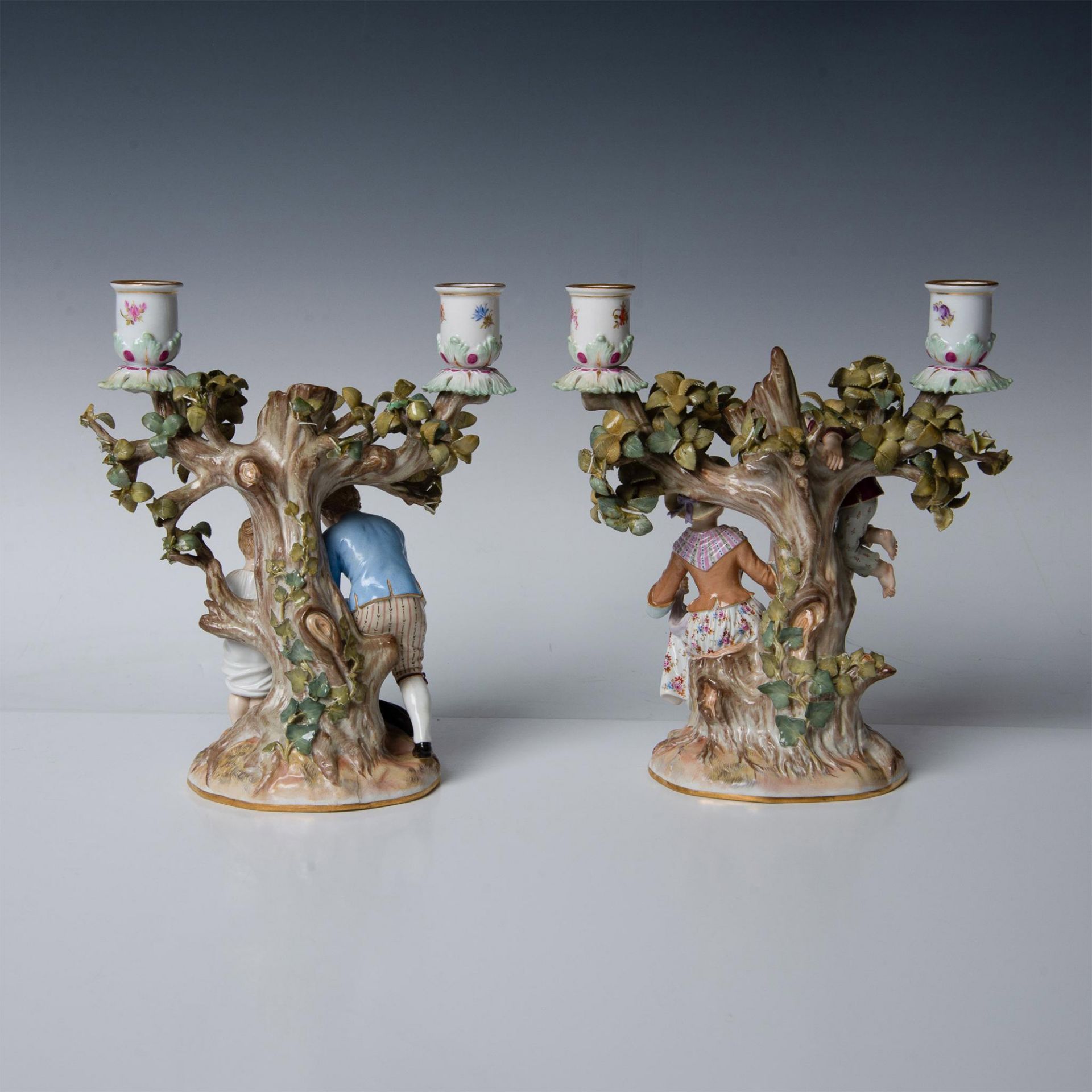 Pair of Meissen Porcelain Candle Holders, Egg Thieves - Bild 3 aus 9
