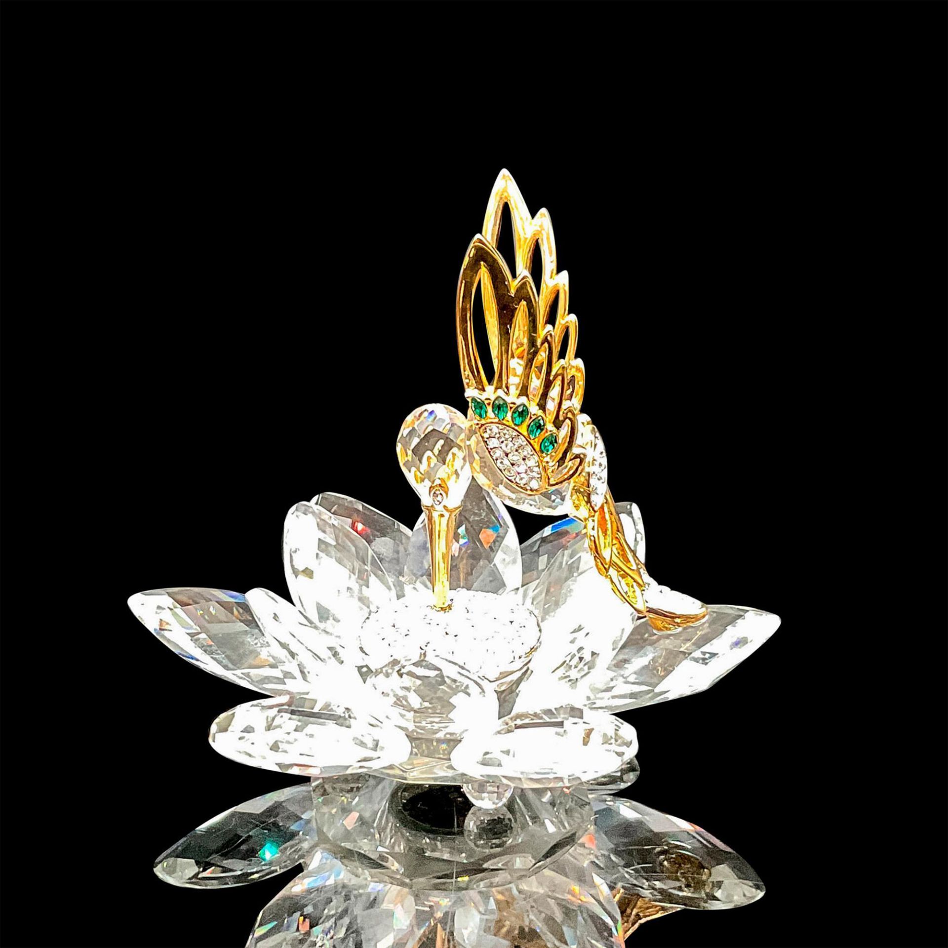 Swarovski Crystal Figurine, Gold Hummingbird on Lotus - Bild 3 aus 4