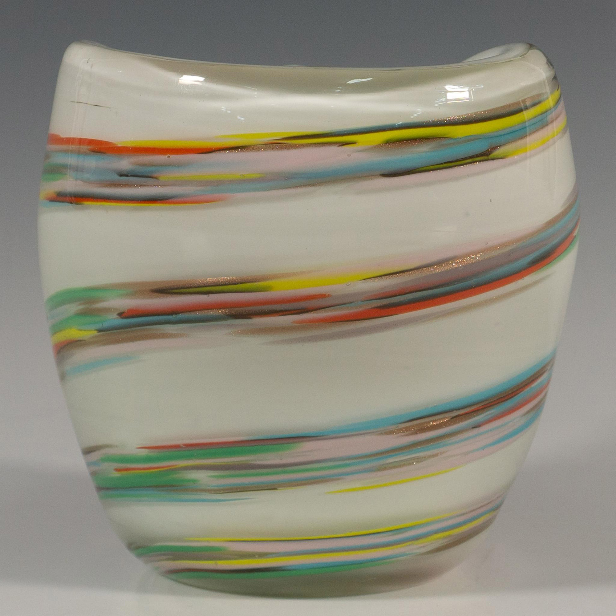 Vintage Hand Blown Curvilinear Glass Vase, Spiral Design - Image 3 of 4