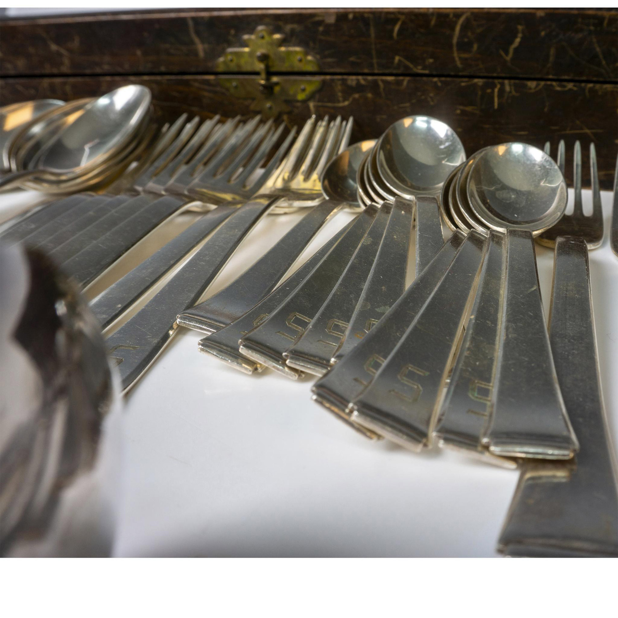 47pc German and American Silver Plated + Stainless Utensils - Image 4 of 6