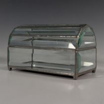 Vintage Clear Thick Leaded Glass & Mirror Trinket Box