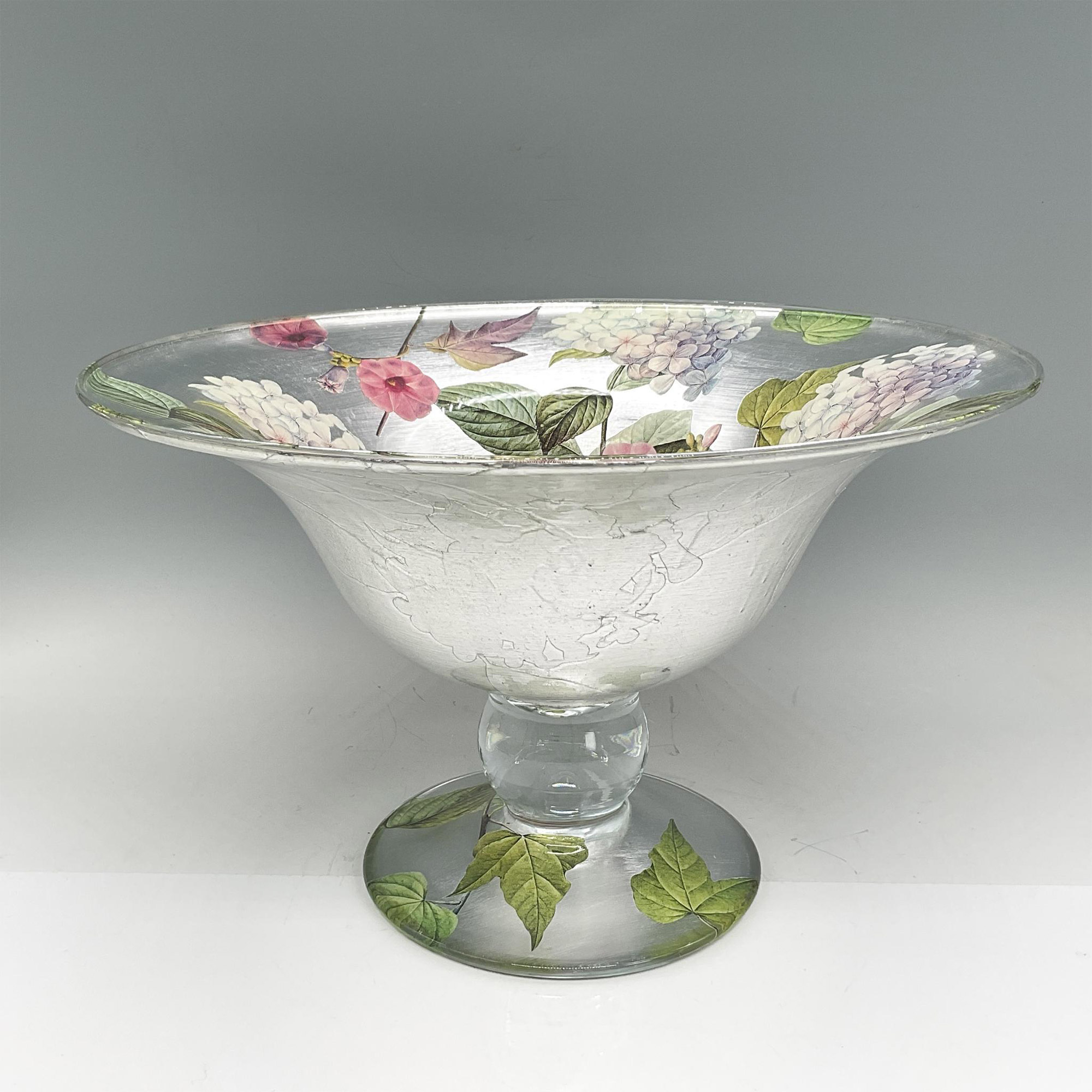 Art Glass Decoupage Bowl by Scott Potter, Spring Flowers - Image 3 of 4