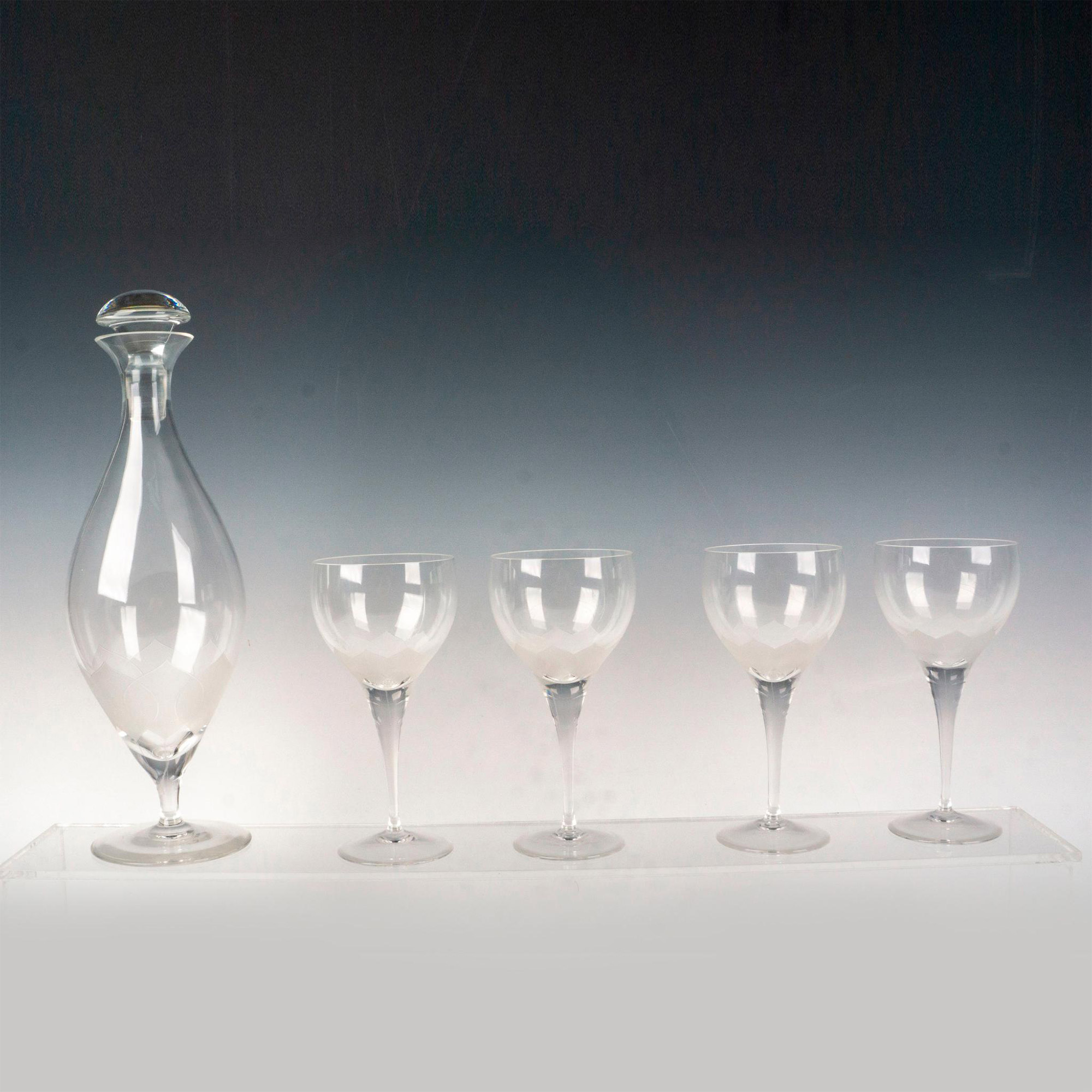 5pc Rosenthal Wine Glasses and Decanter, Lotus Blossoms