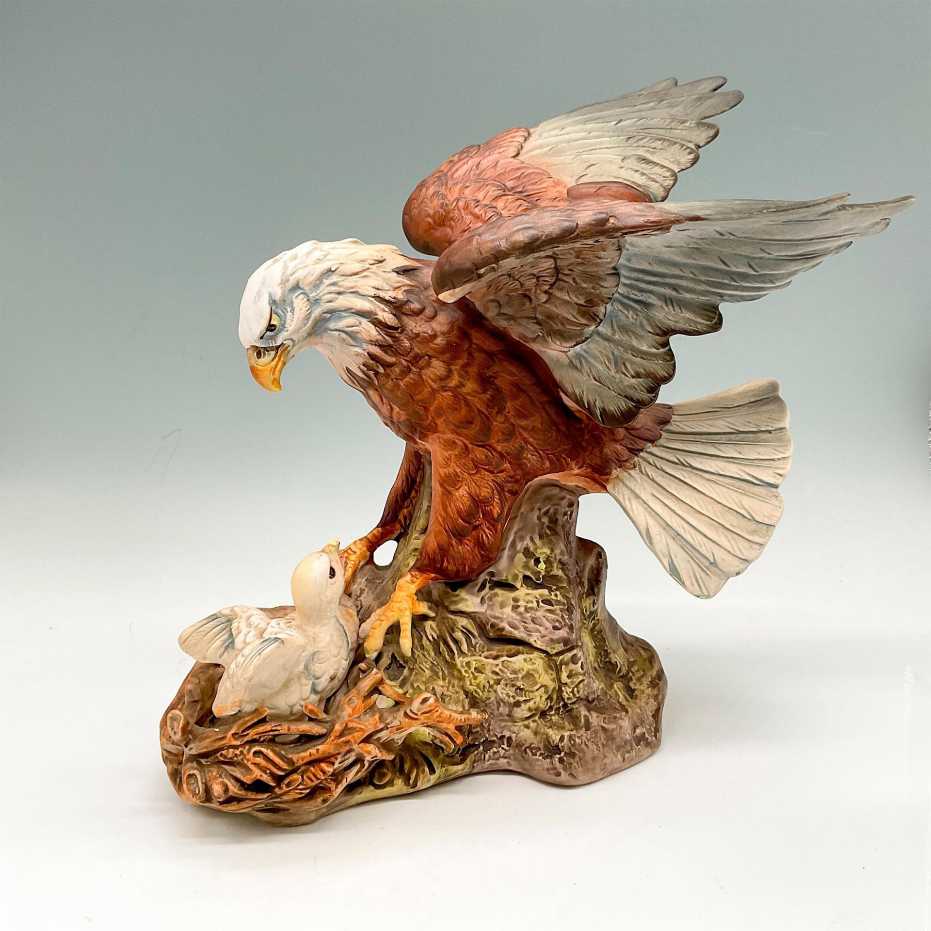 Vintage American Eagle with Eaglets Ceramic Figurine