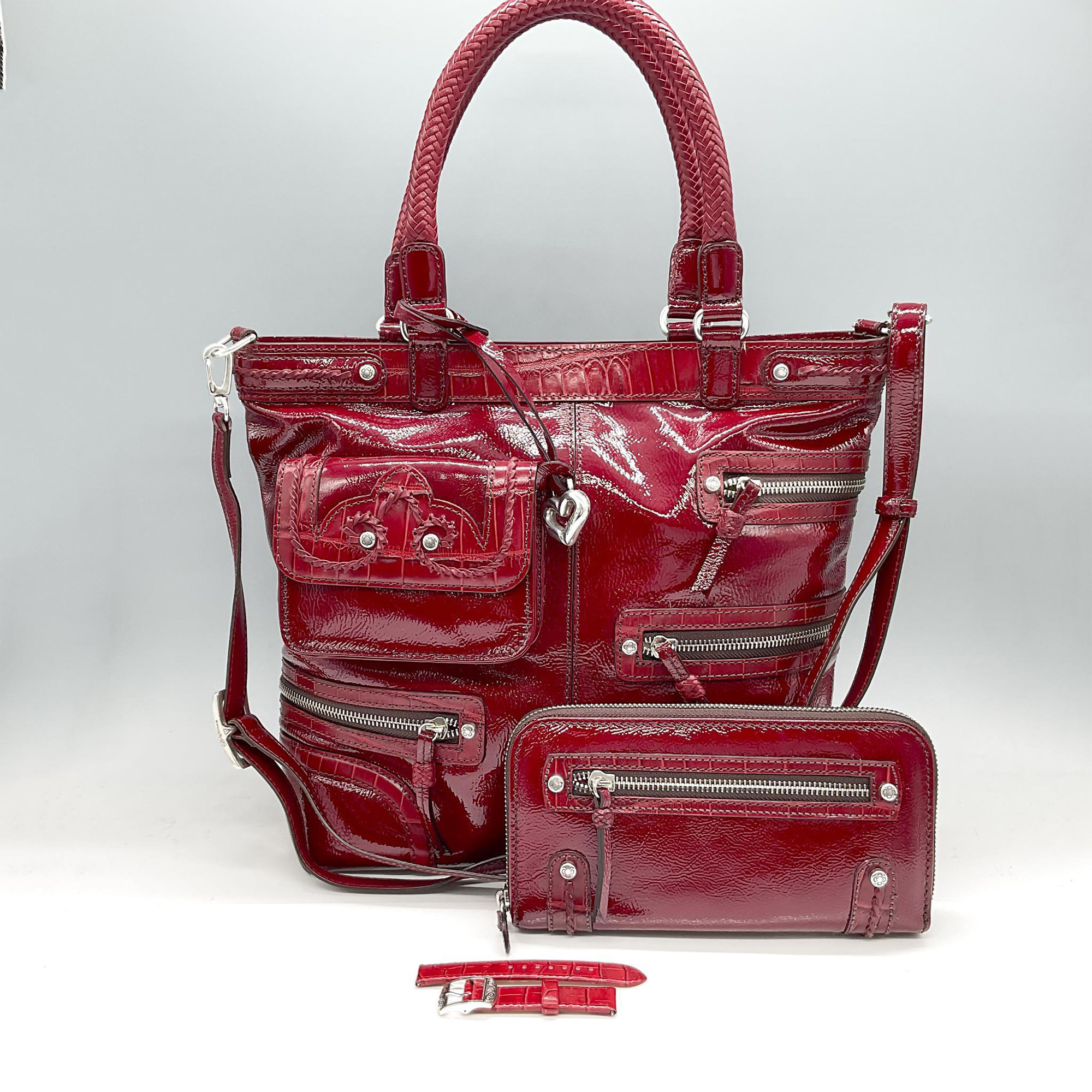 3pc Brighton Patent Leather Handbag, Wallet & Watchband - Image 7 of 7