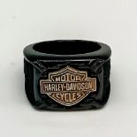 Harley Davidson Scaly Black Titanium & Sterling Biker Ring