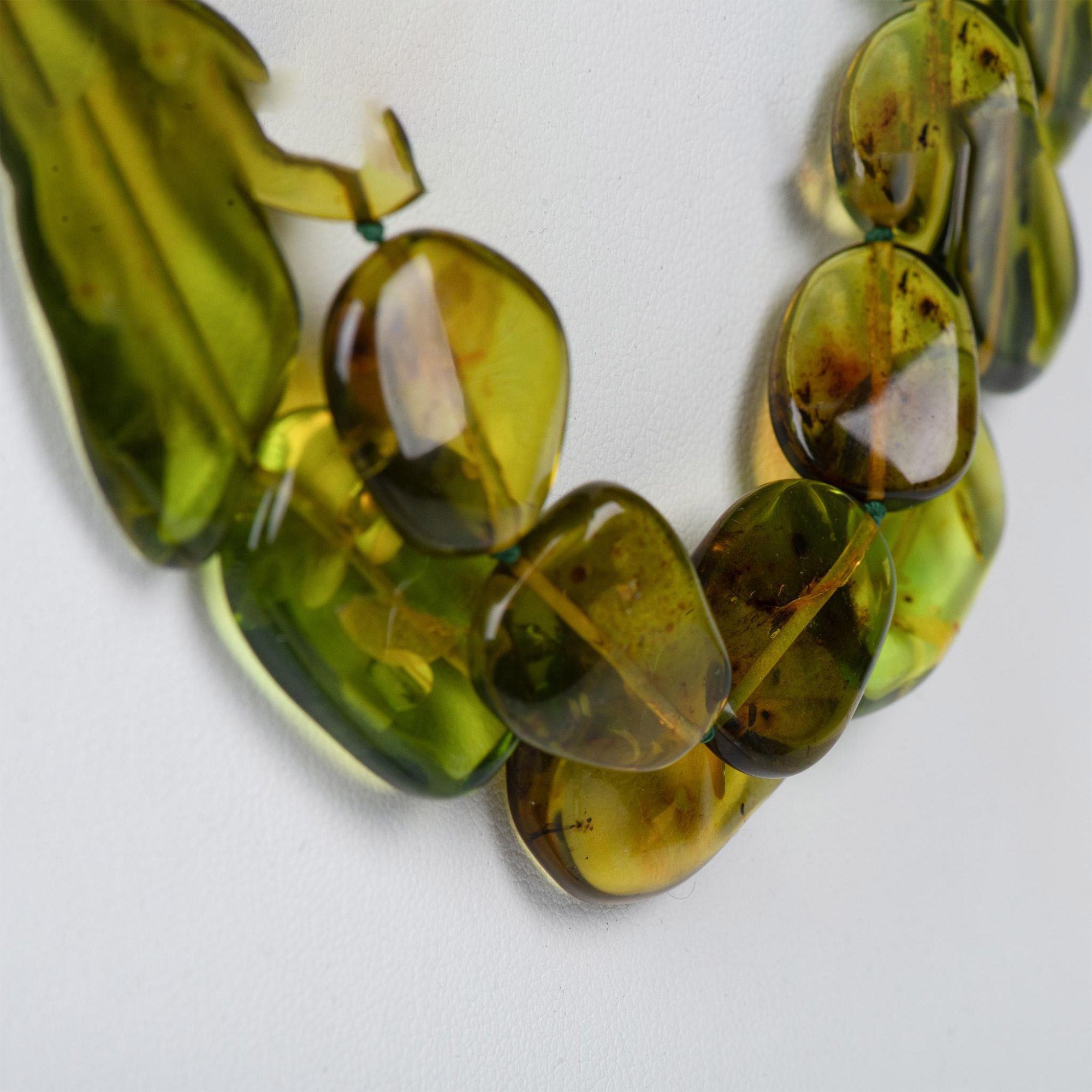 2pc Natural Green Amber Bead Necklaces - Image 2 of 3