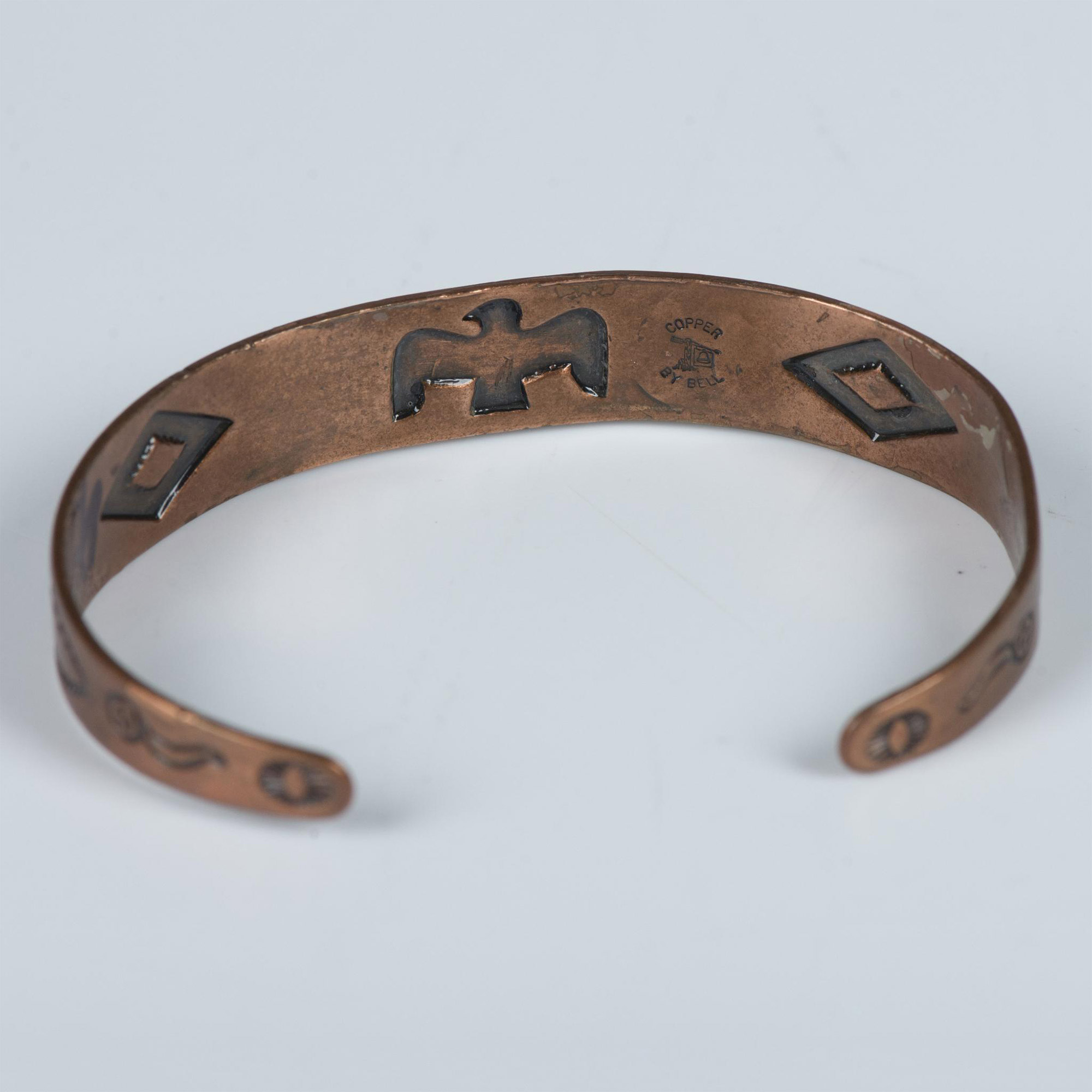 Vintage Copper Bell Trading Post Tribal Thunderbird Bracelet - Image 3 of 4