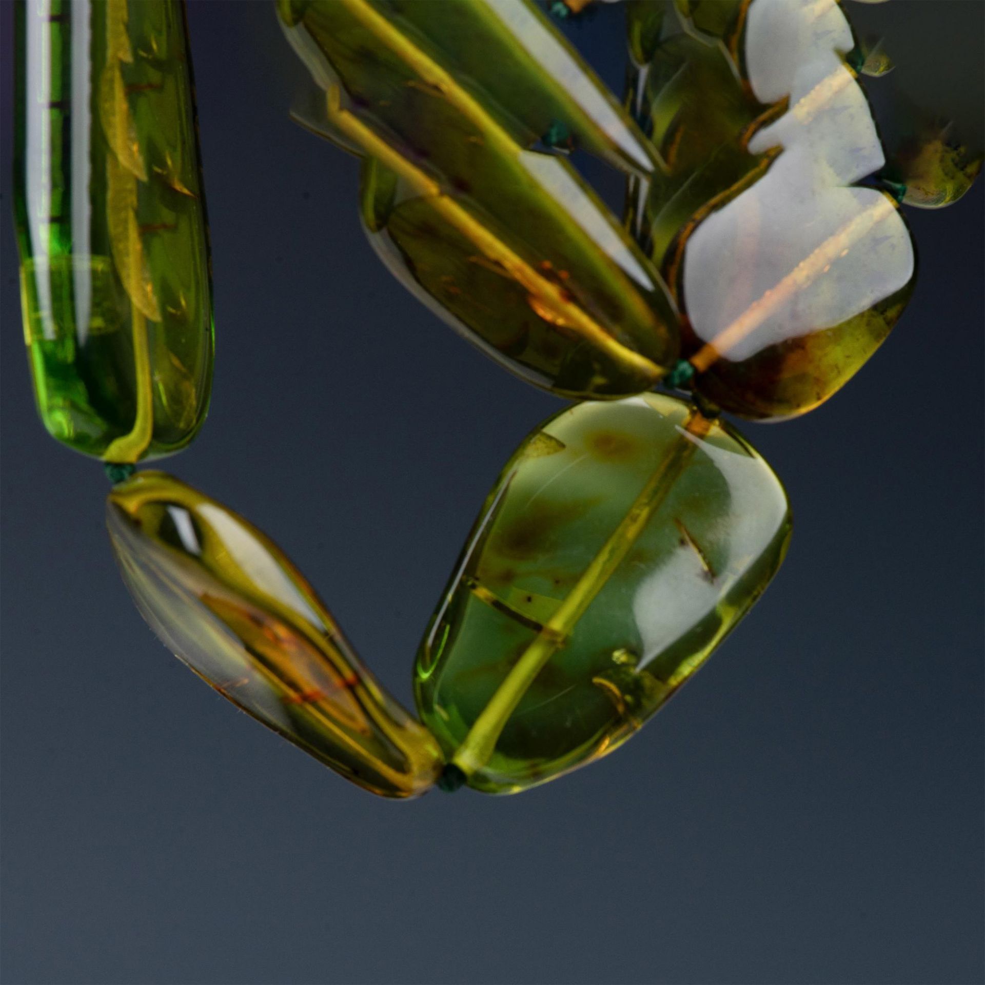 2pc Natural Green Amber Bead Necklaces - Bild 3 aus 3