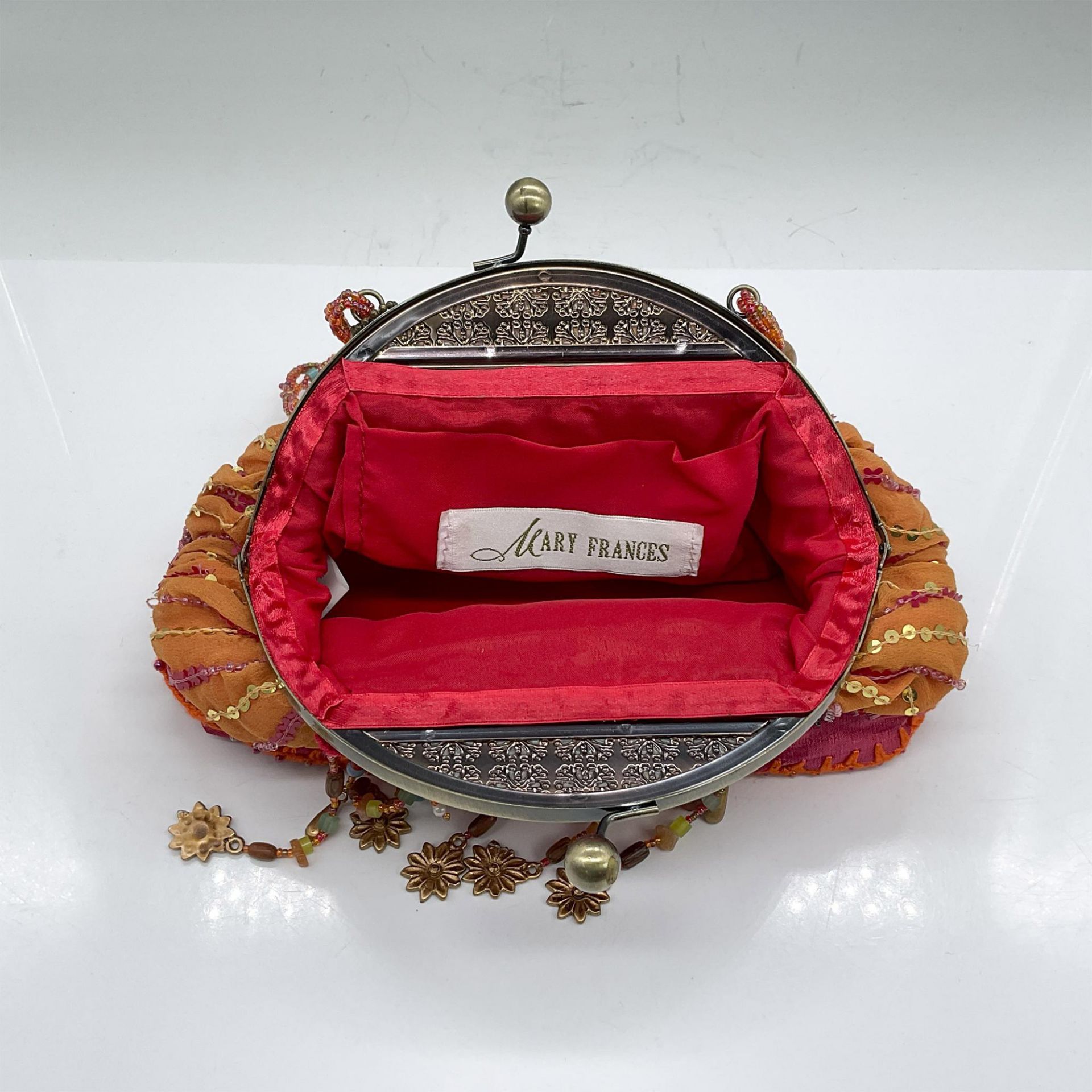 Mary Frances Satin and Silk Handbag, Orange/Fuchsia - Bild 3 aus 5