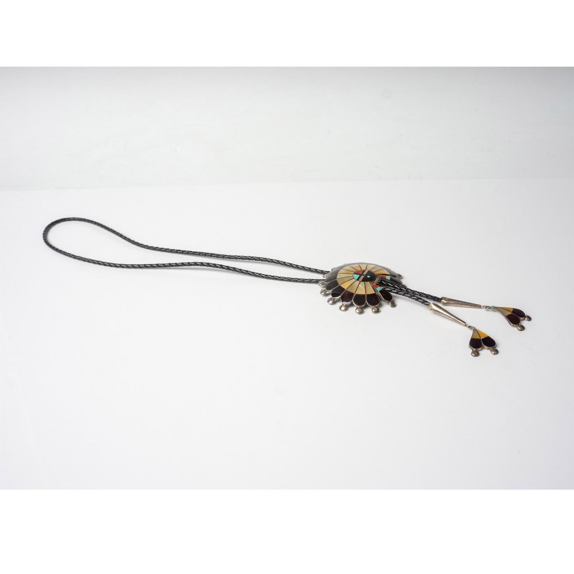 Pauline Lonjose Zuni Sunface Bolo Tie, Signed - Bild 2 aus 6