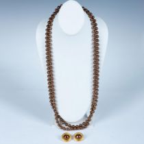 3pc Carolee Bronze Faux Pearl Necklace and Earrings