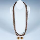 3pc Carolee Bronze Faux Pearl Necklace and Earrings