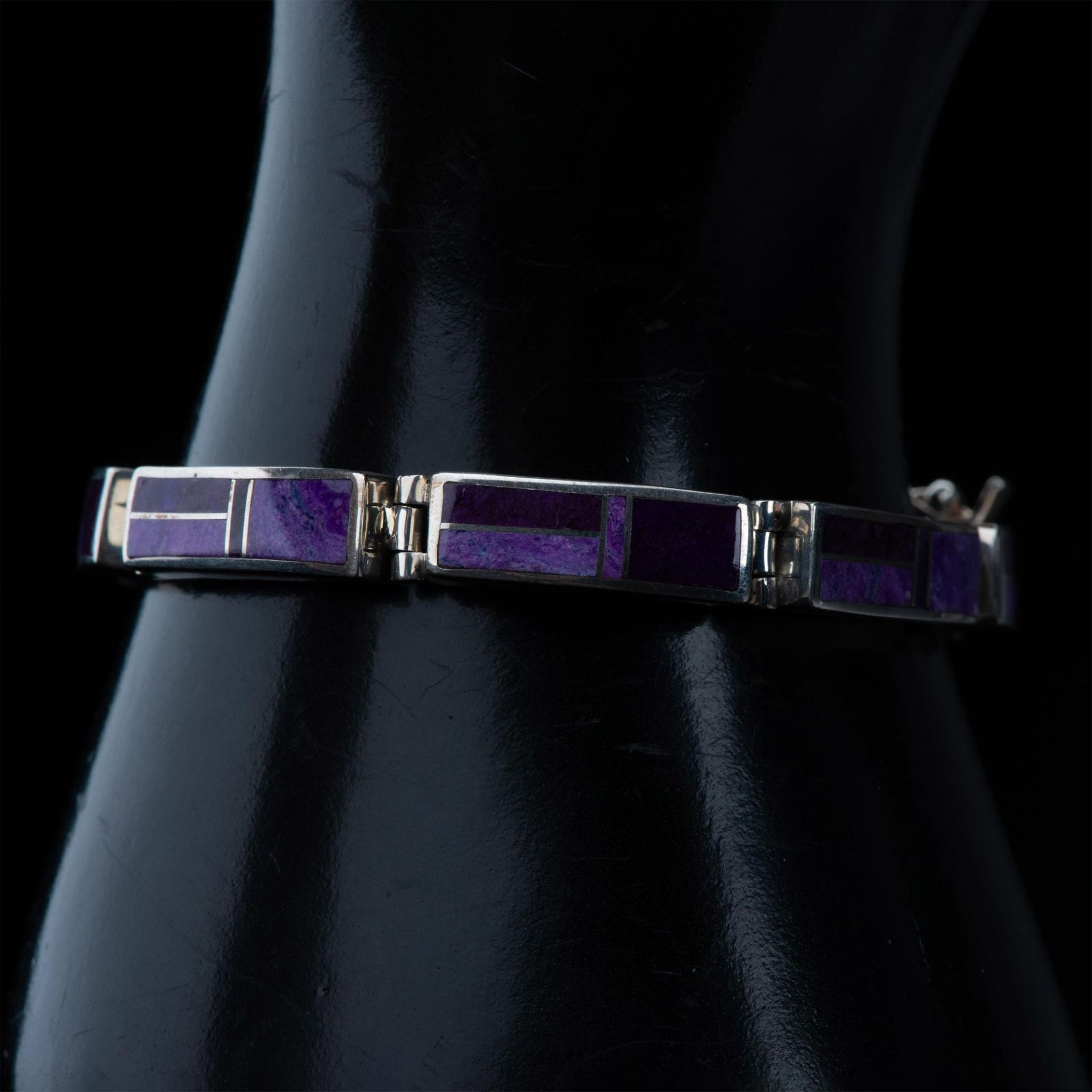 Peterson Chee Navajo Sterling & Sugilite Inlay Bracelet - Image 5 of 5