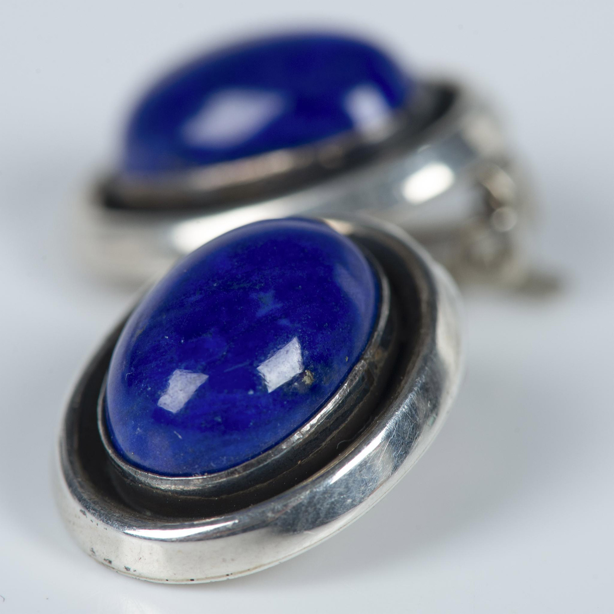 B. Chavez Navajo Sterling & Lapis Lazuli Clip-On Earrings - Image 2 of 3